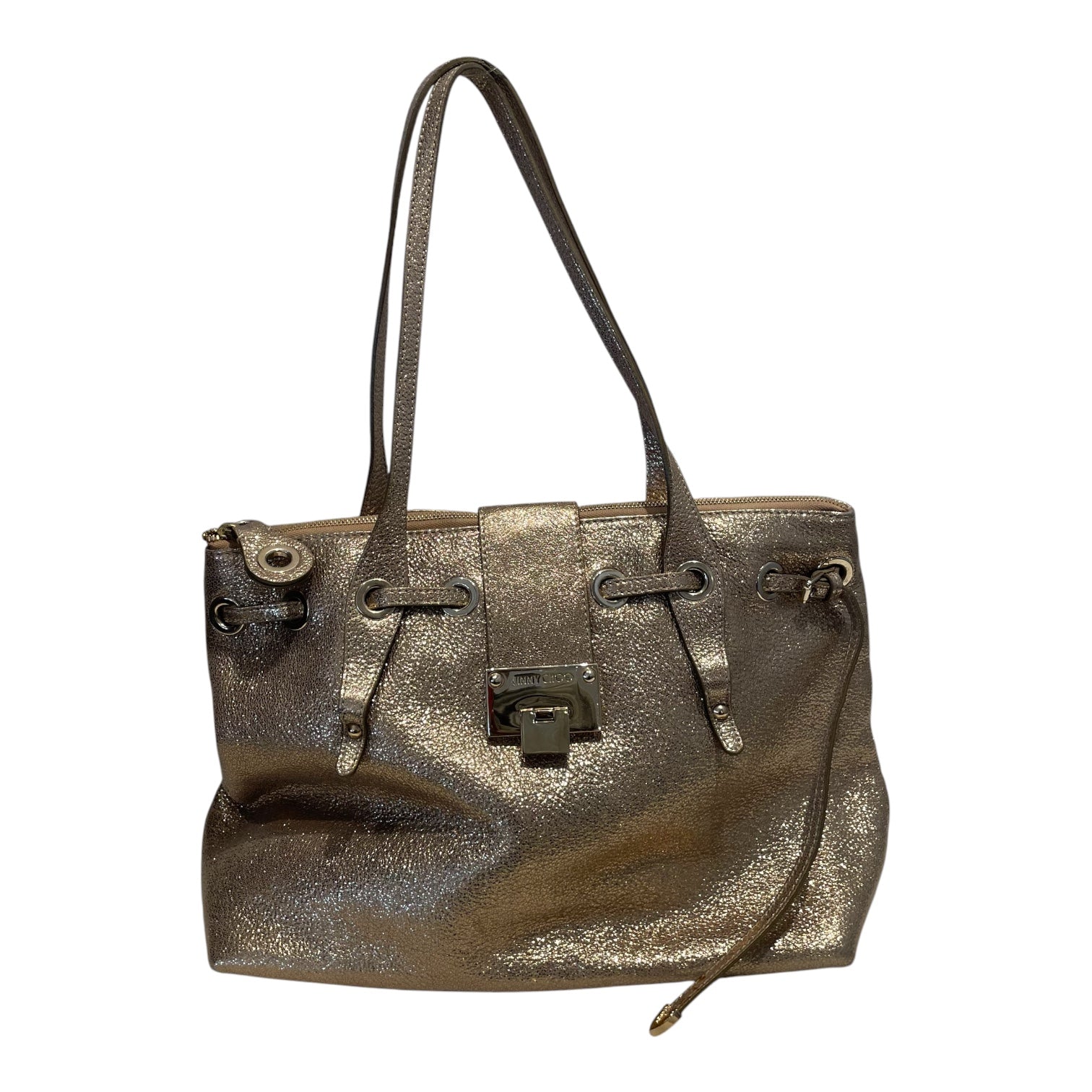 JIMMY CHOO/Hand Bag/Glitter/Leather/GLD/Gold Glitter Rhea Tote view 1