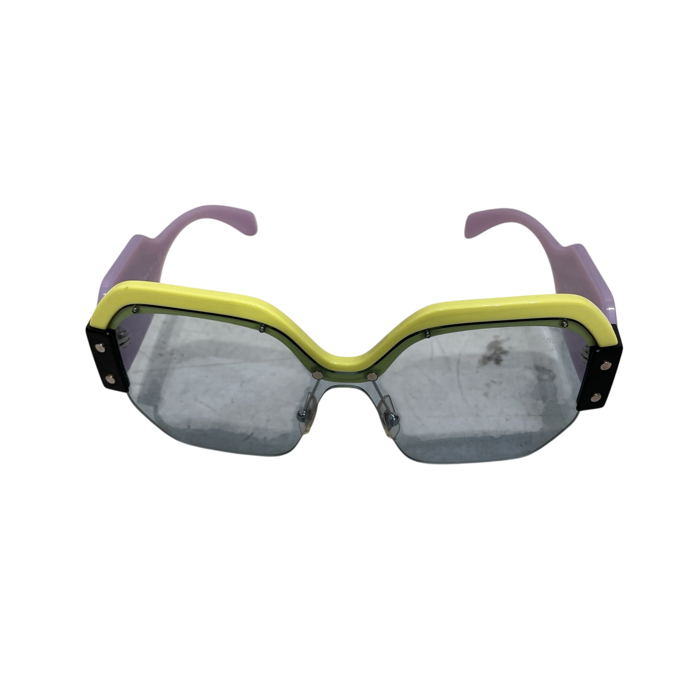 MIU MIU/Sunglasses/Border/Plastic/YEL/Rimless/L's/MIU MIU PRP YLW OVERSIZED GLAS view 1