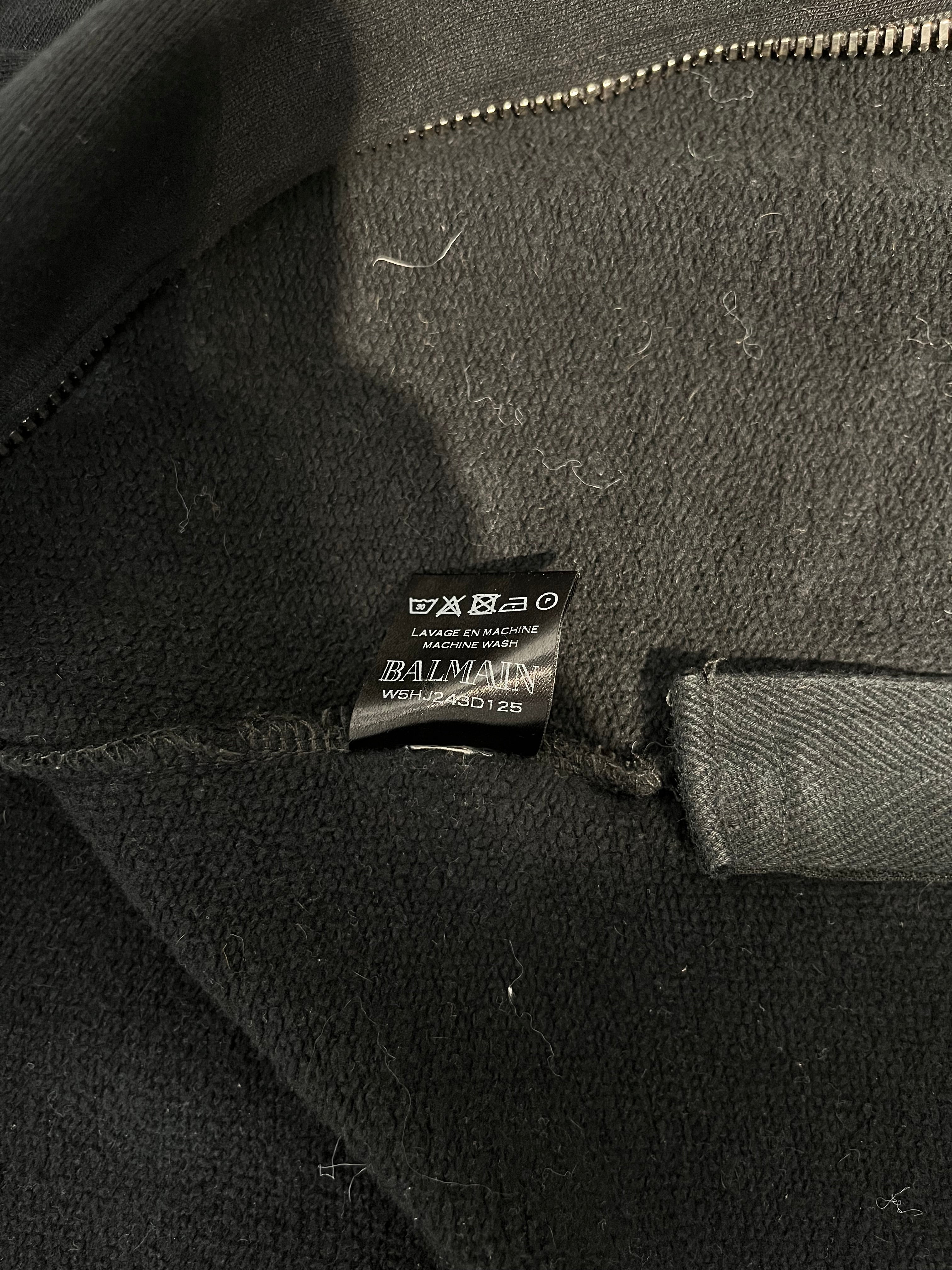 BALMAIN/Zip Up Hoodie/S/Cotton/BLK/ZIPS UP THE SIDES view 3