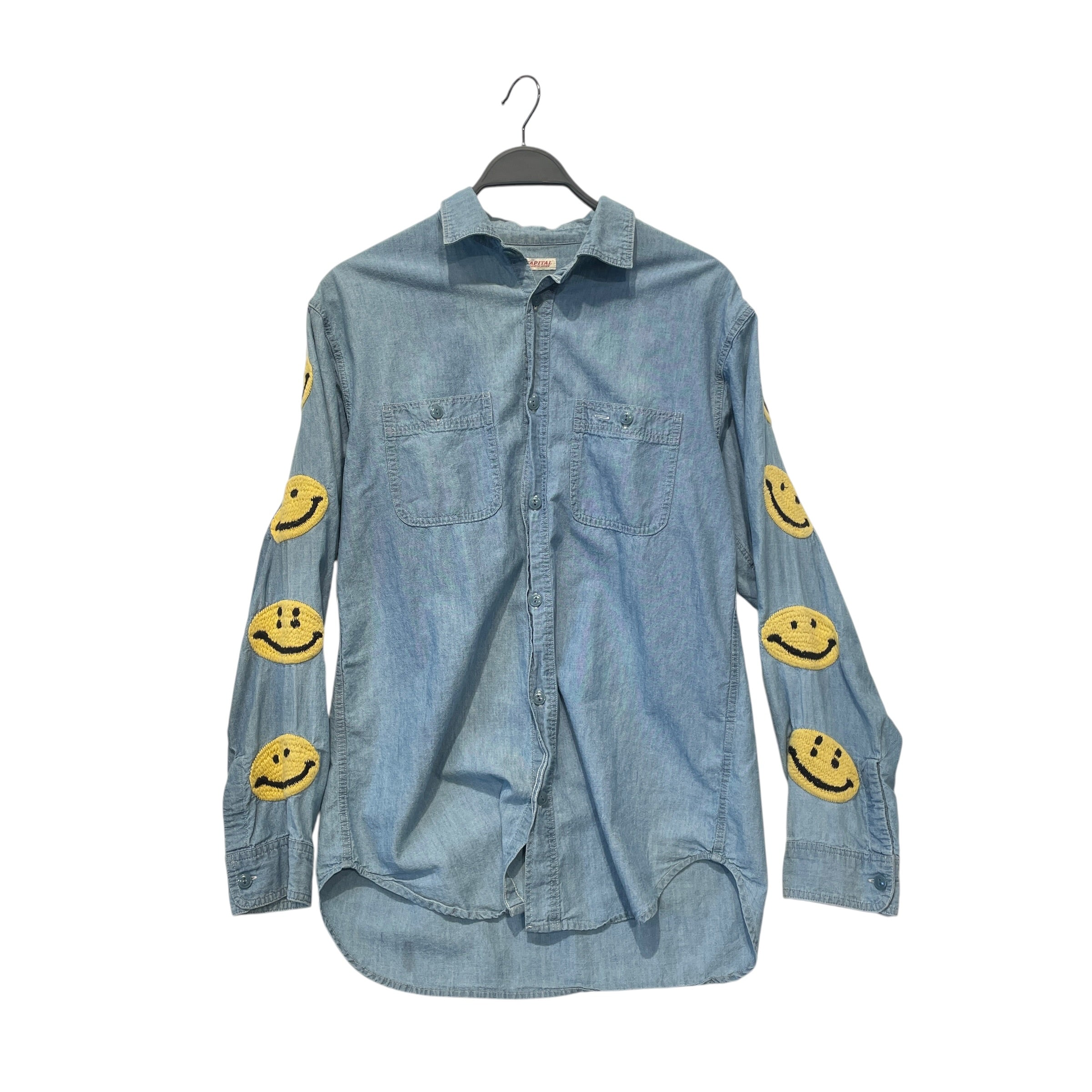 KAPITAL/LS Shirt/2/Denim/IDG/SMILEY KNIT SLEEVES view 1