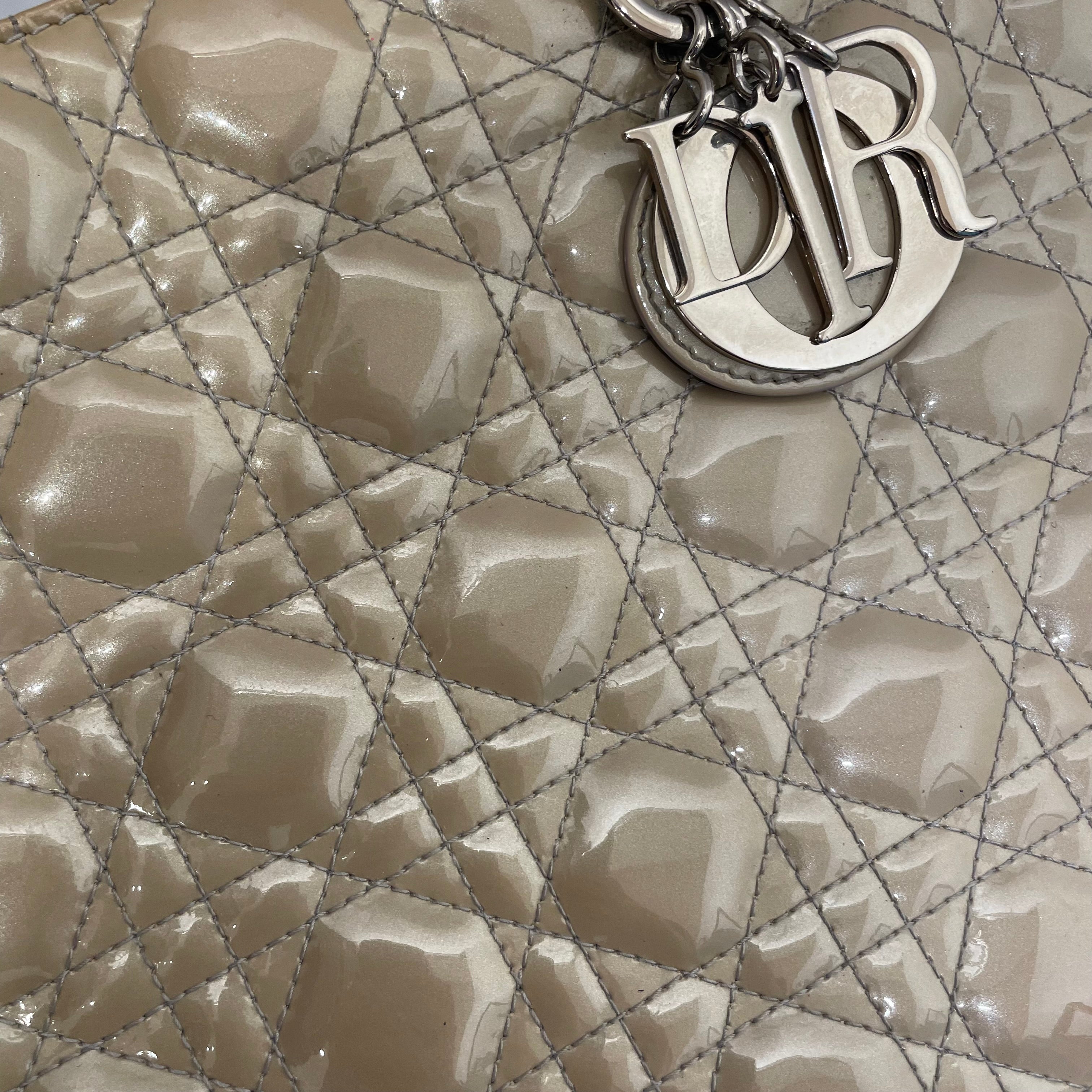 Christian Dior/Bag/Leather/BEG/PATENT LEATHER LADY DIOR view 4