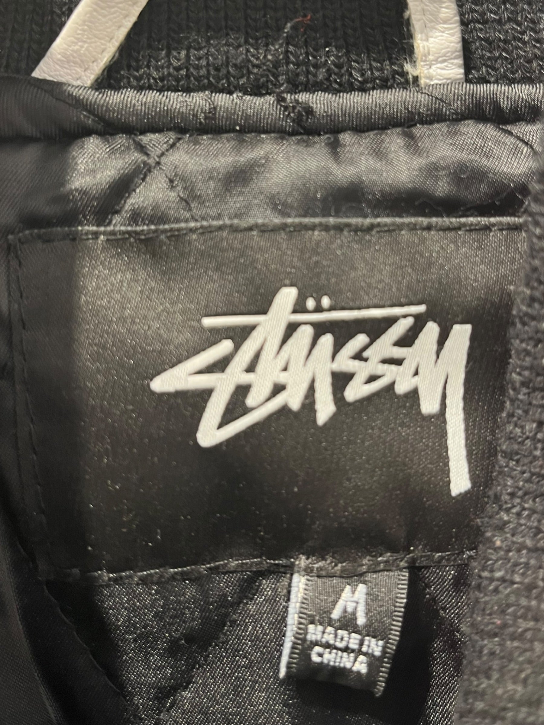 STUSSY/OUR LEGACY/DENIM TEARS/Souvenir Jkt/M/BLK/All Over Print/TTL VARSITY JKT BLK & WHT view 3