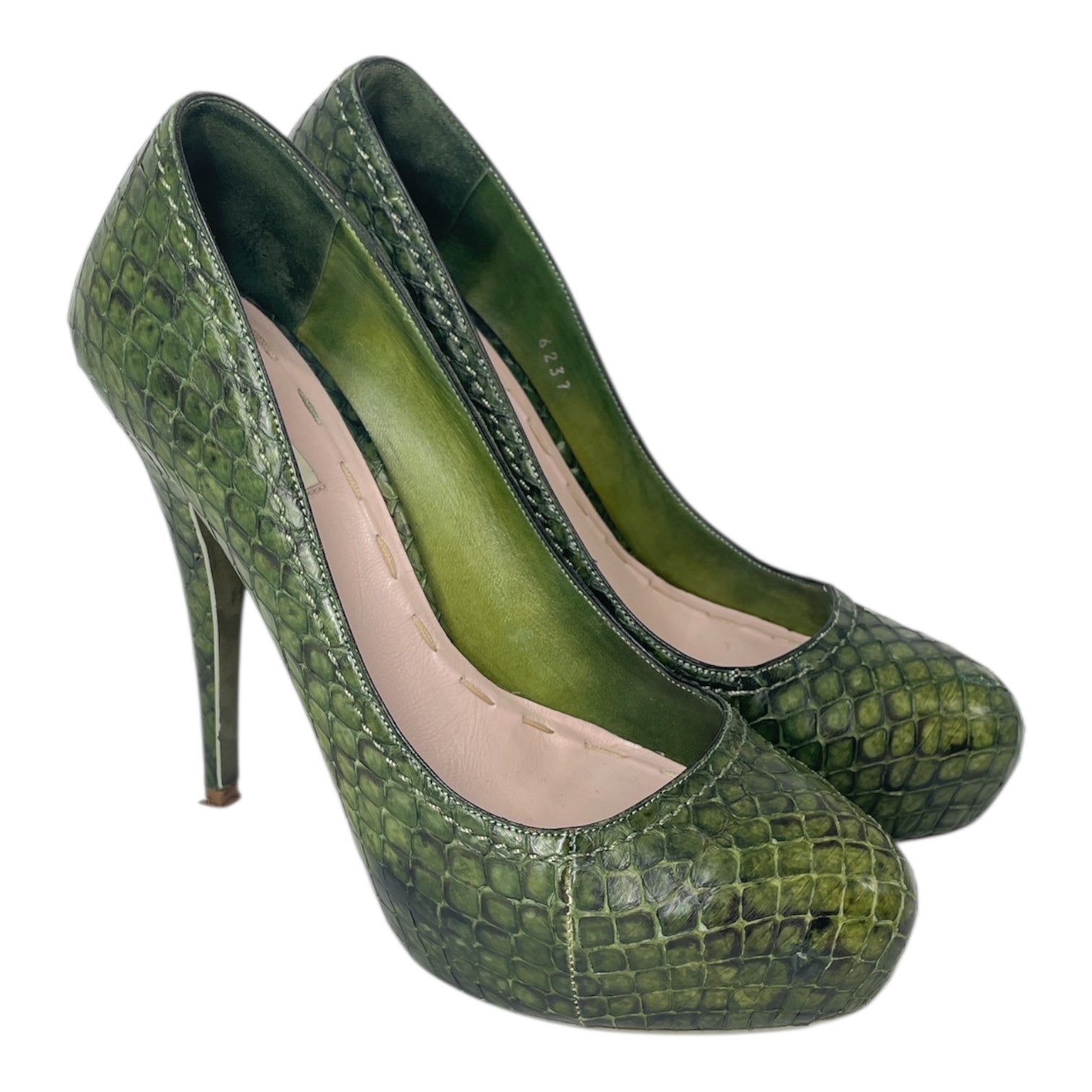 MIU MIU/Heels/EU 37/Animal Pattern/Leather/GRN/pumps view 1
