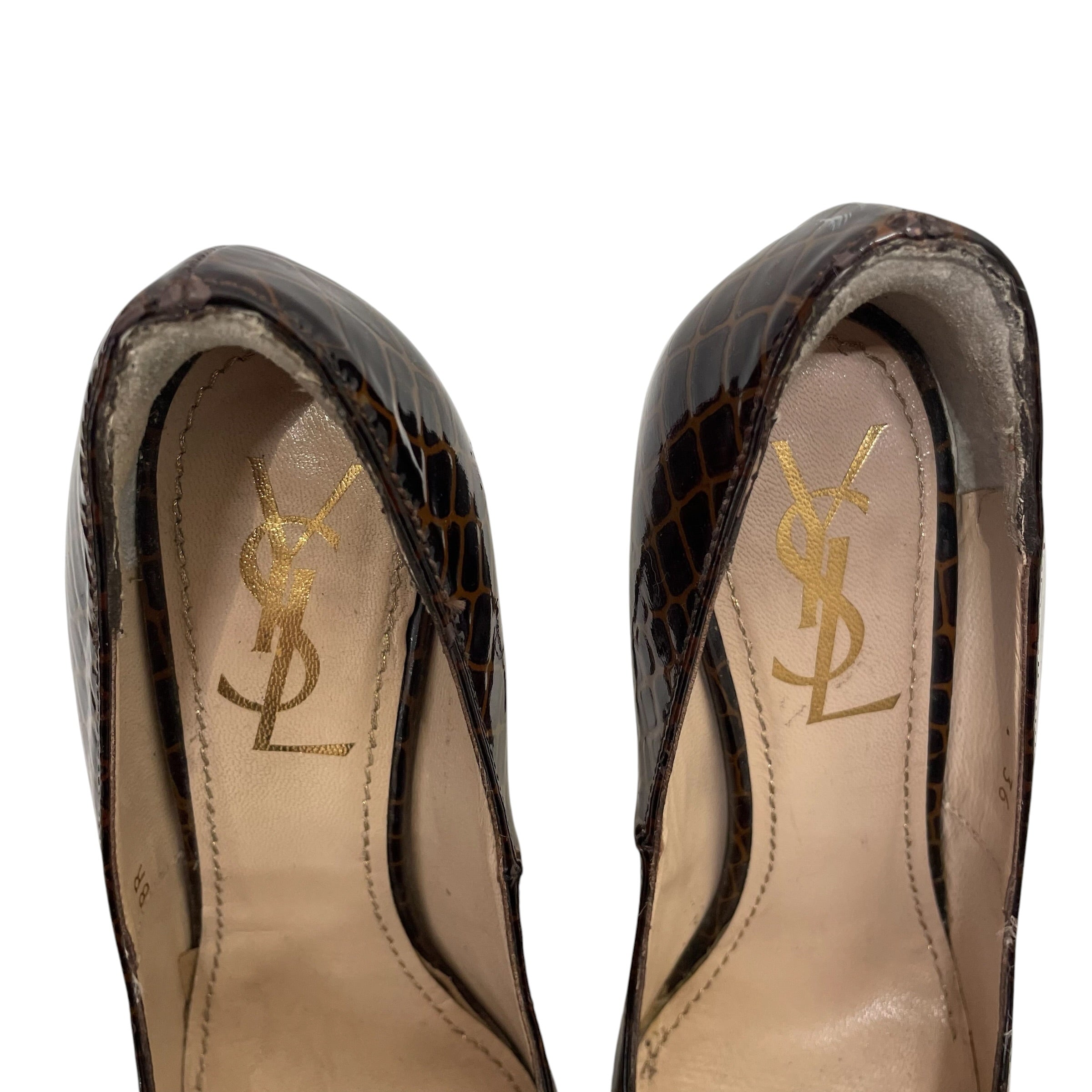 YVES SAINT LAURENT/Heels/EU 36/Animal Pattern/Leather/BRW/TRIBTOO PATENT LEATHER view 6