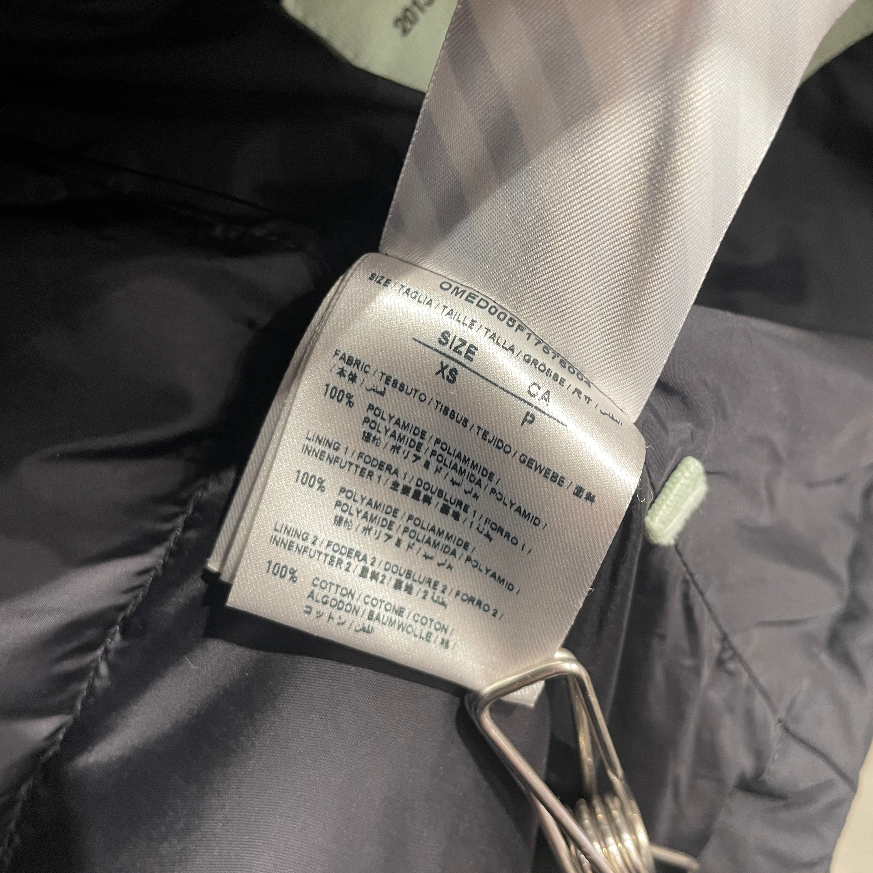 OFF-WHITE/Puffer Jkt/XS/Polyester/BLK/OFFWHITE PUFFER HOOD LOGO BACK view 5