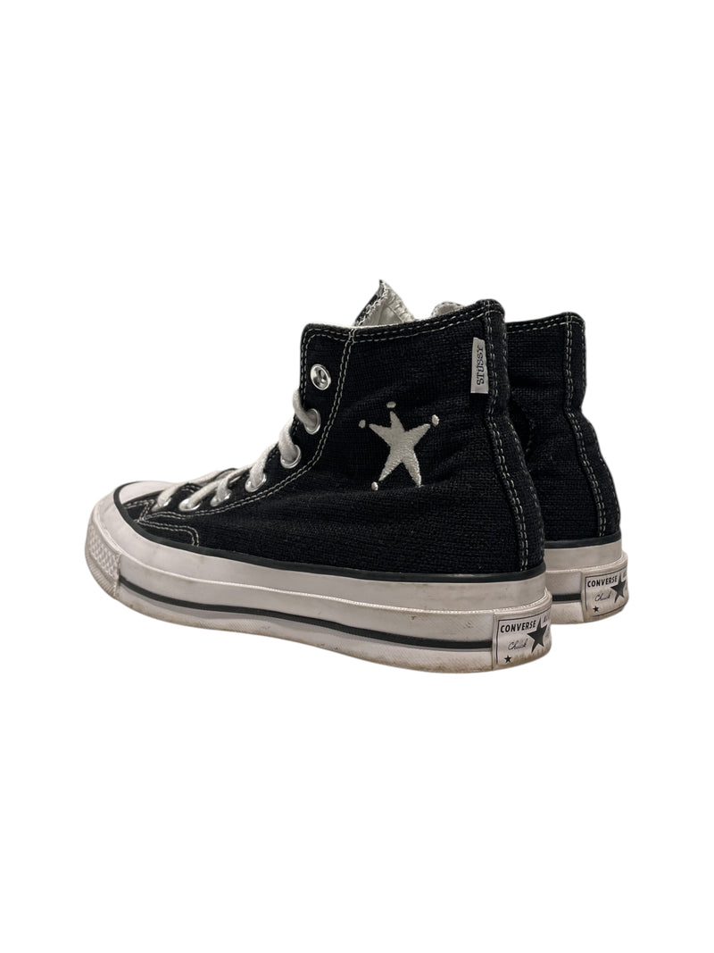 STUSSY/CONVERSE/Hi-Sneakers/US 7/Cotton/BLK/Chuck 70