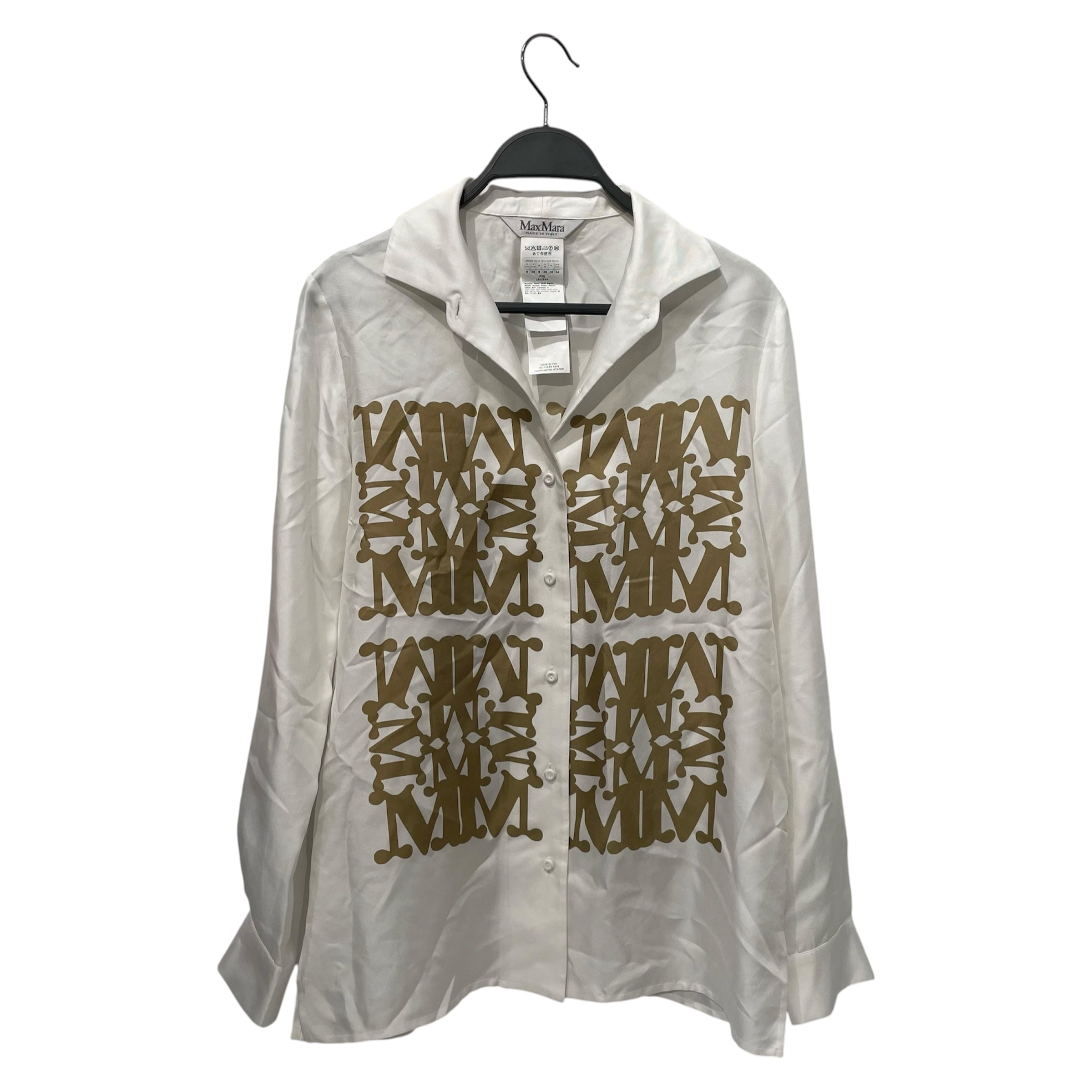 MAX MARA/LS Blouse/4/Graphic/Silk/WHT/LEGNO MOMOGRAM view 1