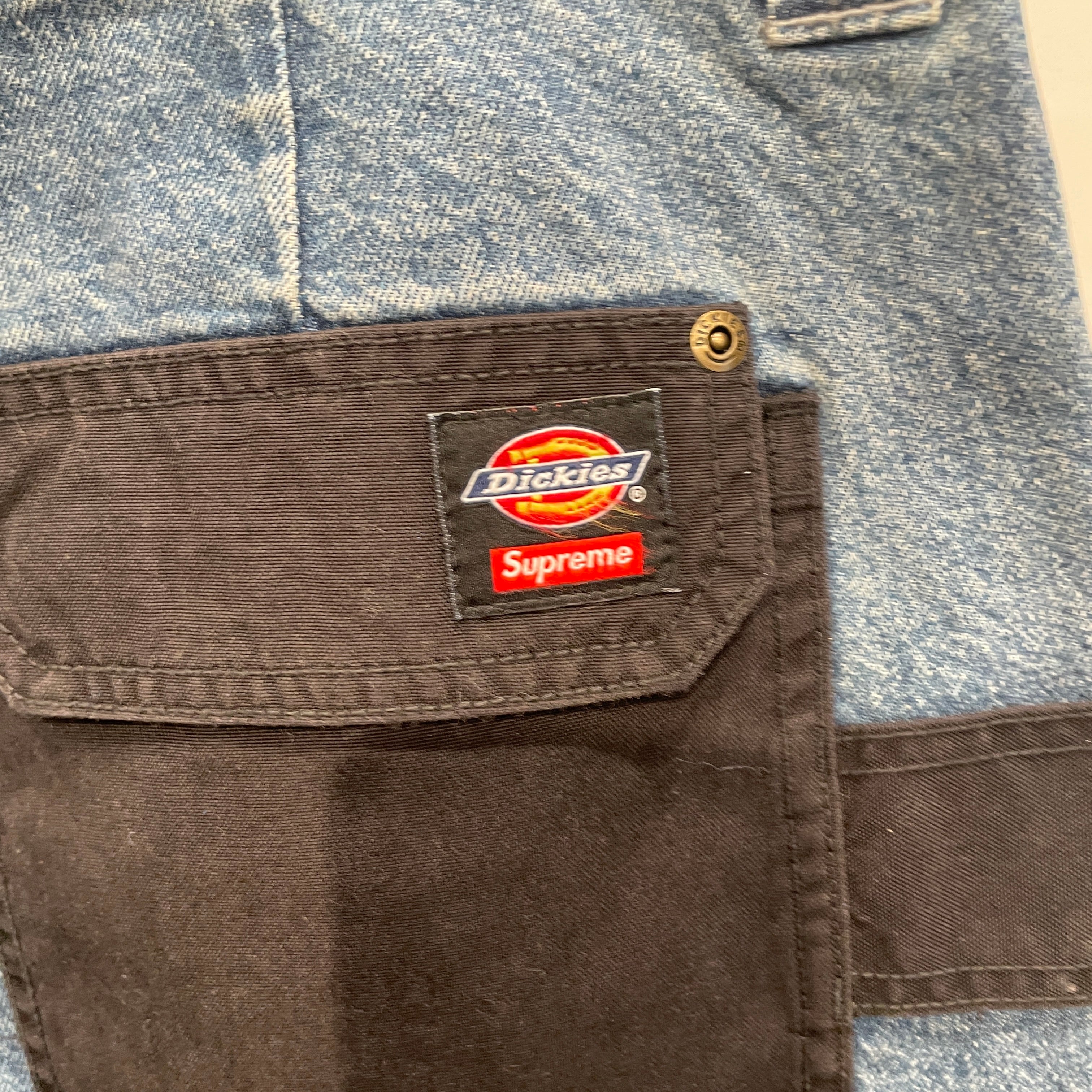 Supreme/DICKIES/Straight Pants/34/Cotton/BLU/BLK PATCHWORK view 5
