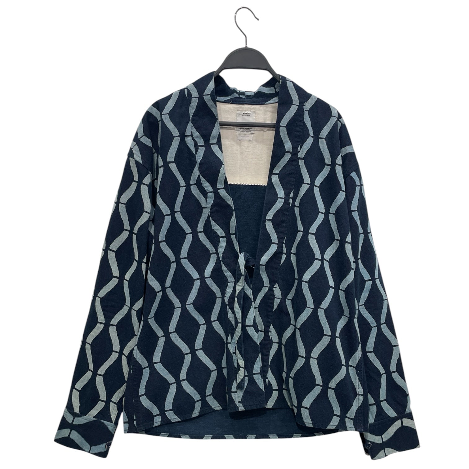 visvim/Denim Jkt/2/Cotton/IDG/All Over Print/kimono style wave bleach view 1