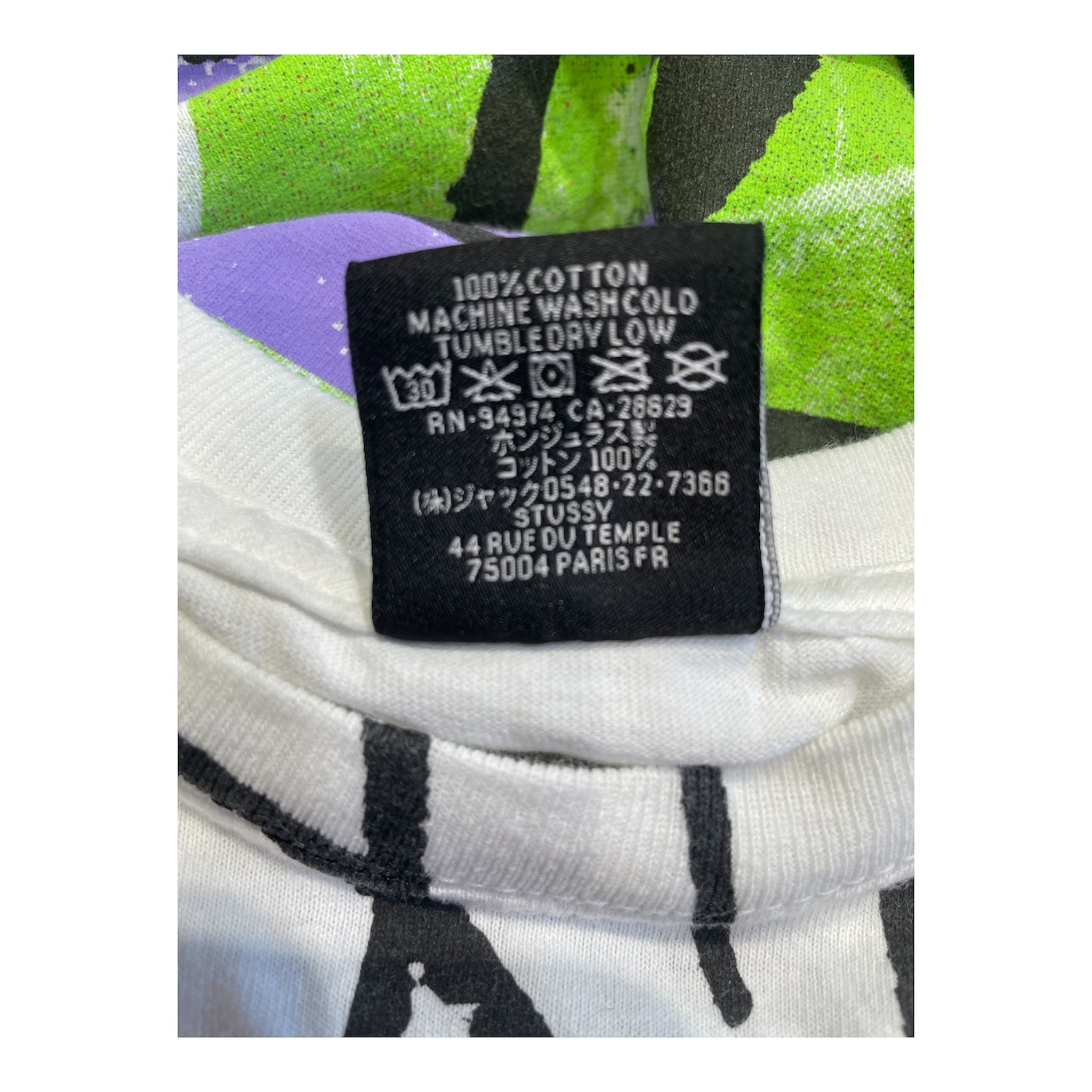 STUSSY/T-Shirt/S/Cotton/WHT/Graphic/Large vertical stussy graphic view 4