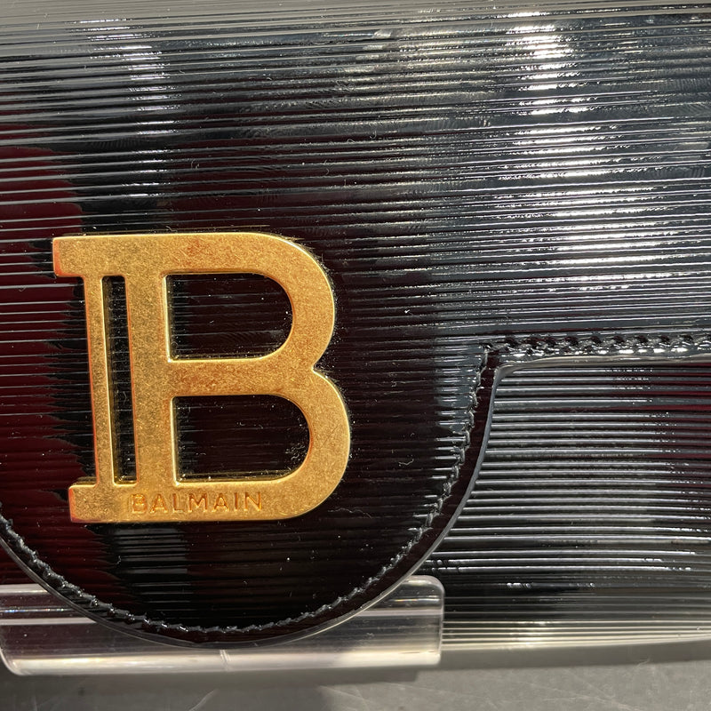 BALMAIN/Cross Body Bag/Leather/BLK/TRIFOLD PATENT CALFSKIN
