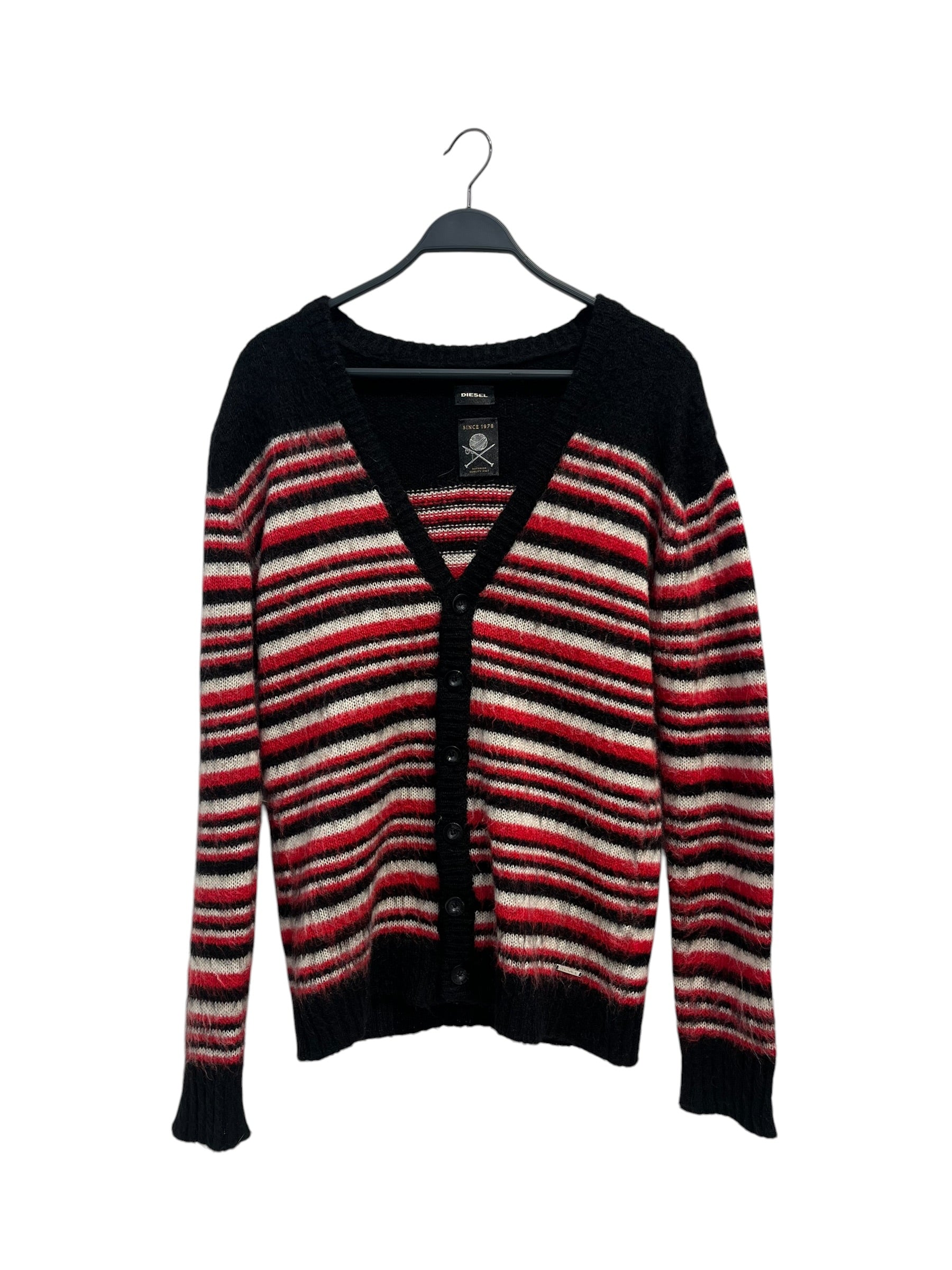 DIESEL/Cardigan/M/Stripe/Wool/BLK/MOHAIR STRIPE CARDIGAN view 1