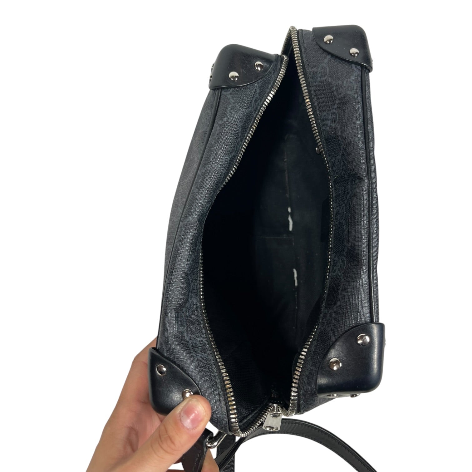 GUCCI/Cross Body Bag/Monogram/Leather/BLK/SQUARE MESSENGER view 3