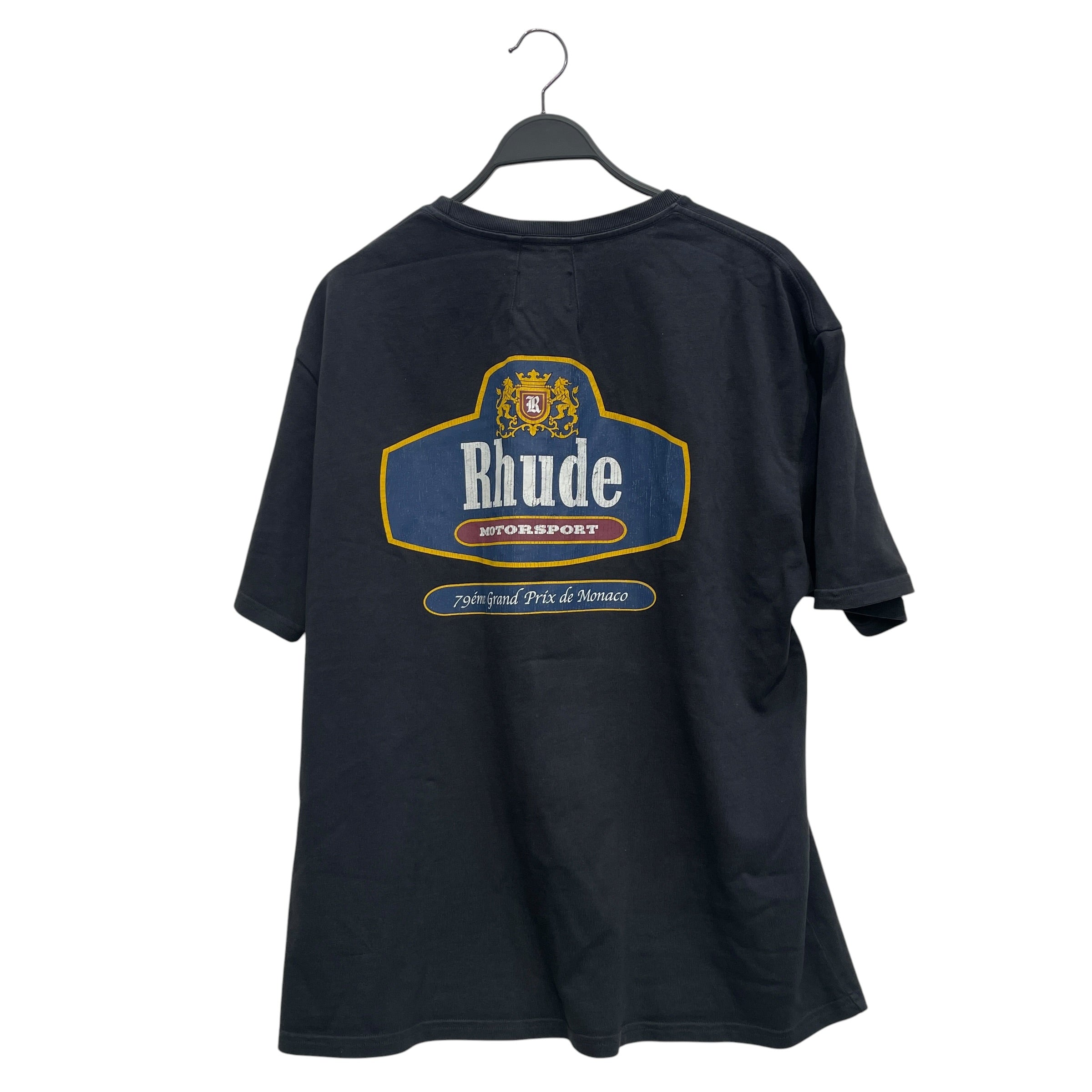 RHUDE/T-Shirt/L/Cotton/BLK/racing crest graphic logo view 2