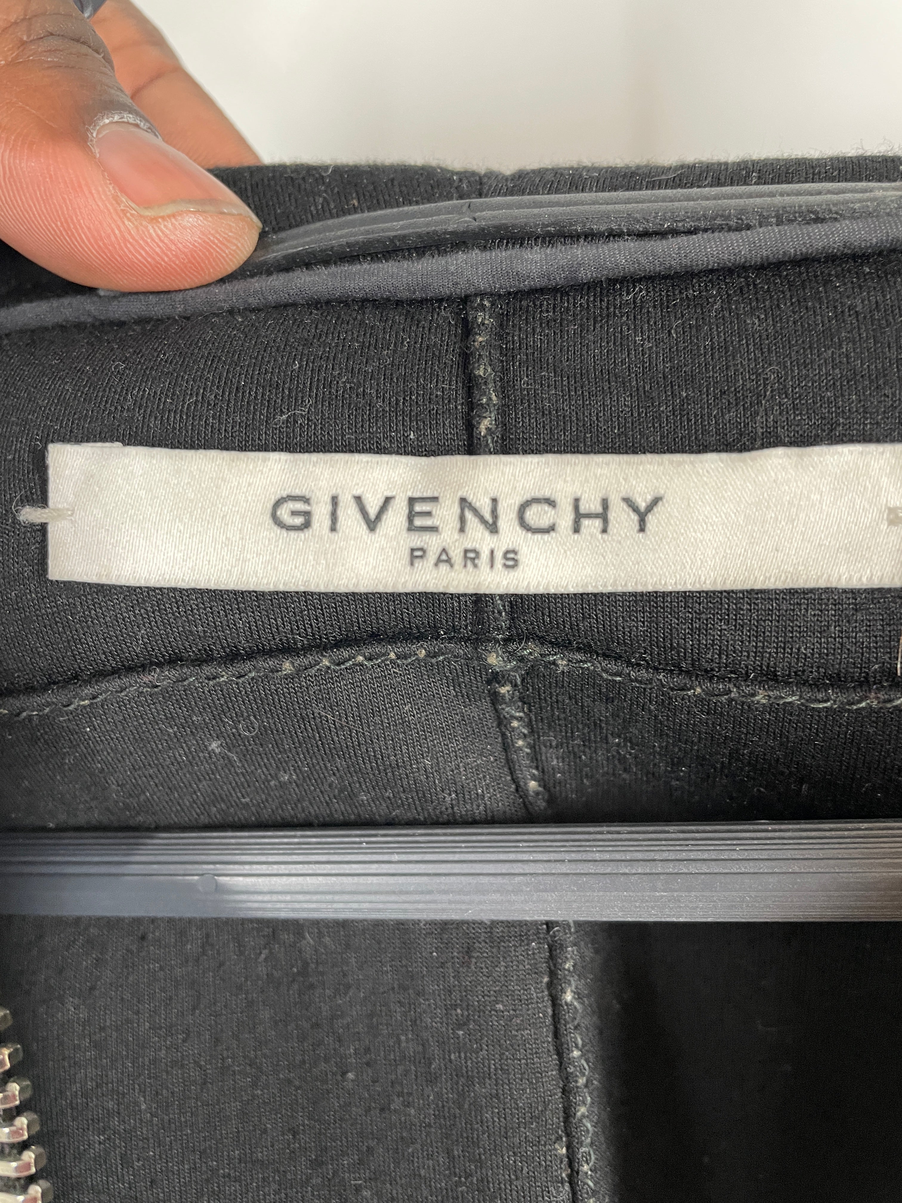 GIVENCHY/Zip Up Hoodie/S/Rayon/BLK/leather sleeve neoprene hoodie view 3