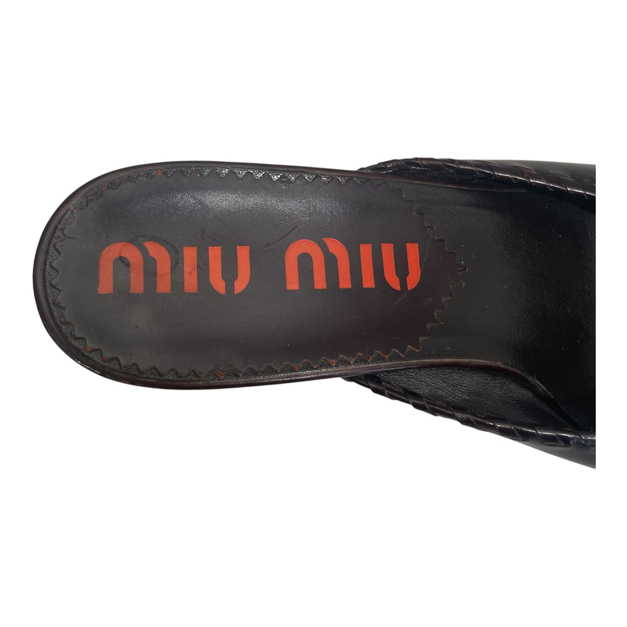 MIU MIU/Heels/EU 36/Leather/BRW/ORN BRANDING/KITTEN HEEL view 4