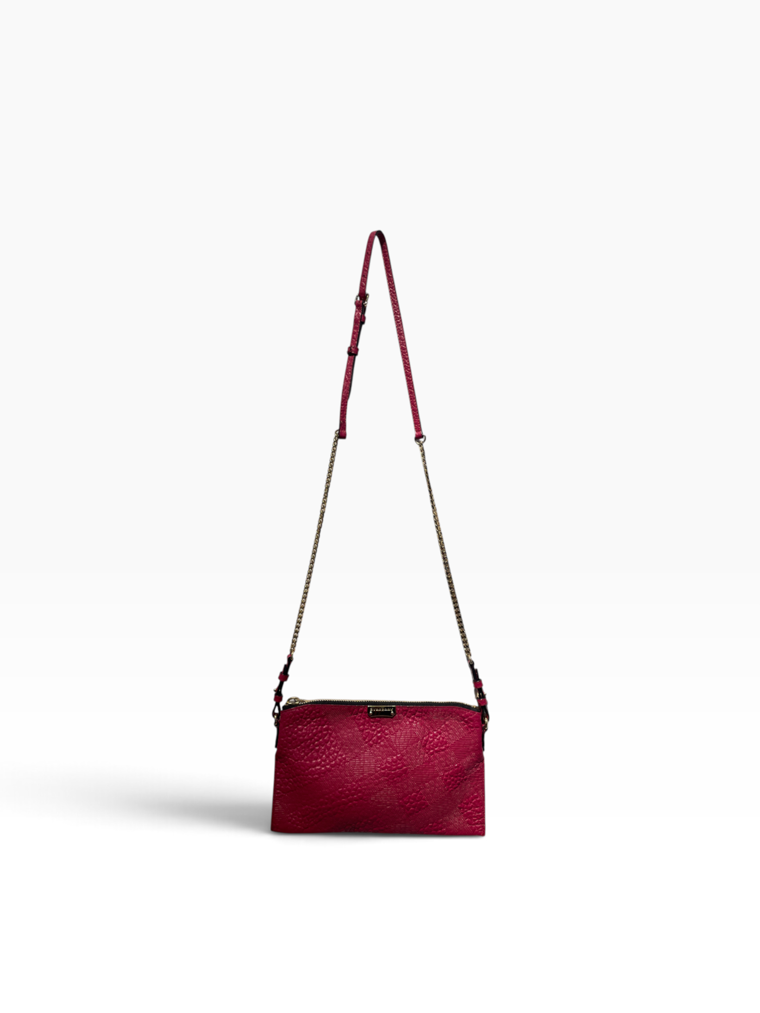 BURBERRY/Pouch/Leather/RED/embossed leather crossbody view 1