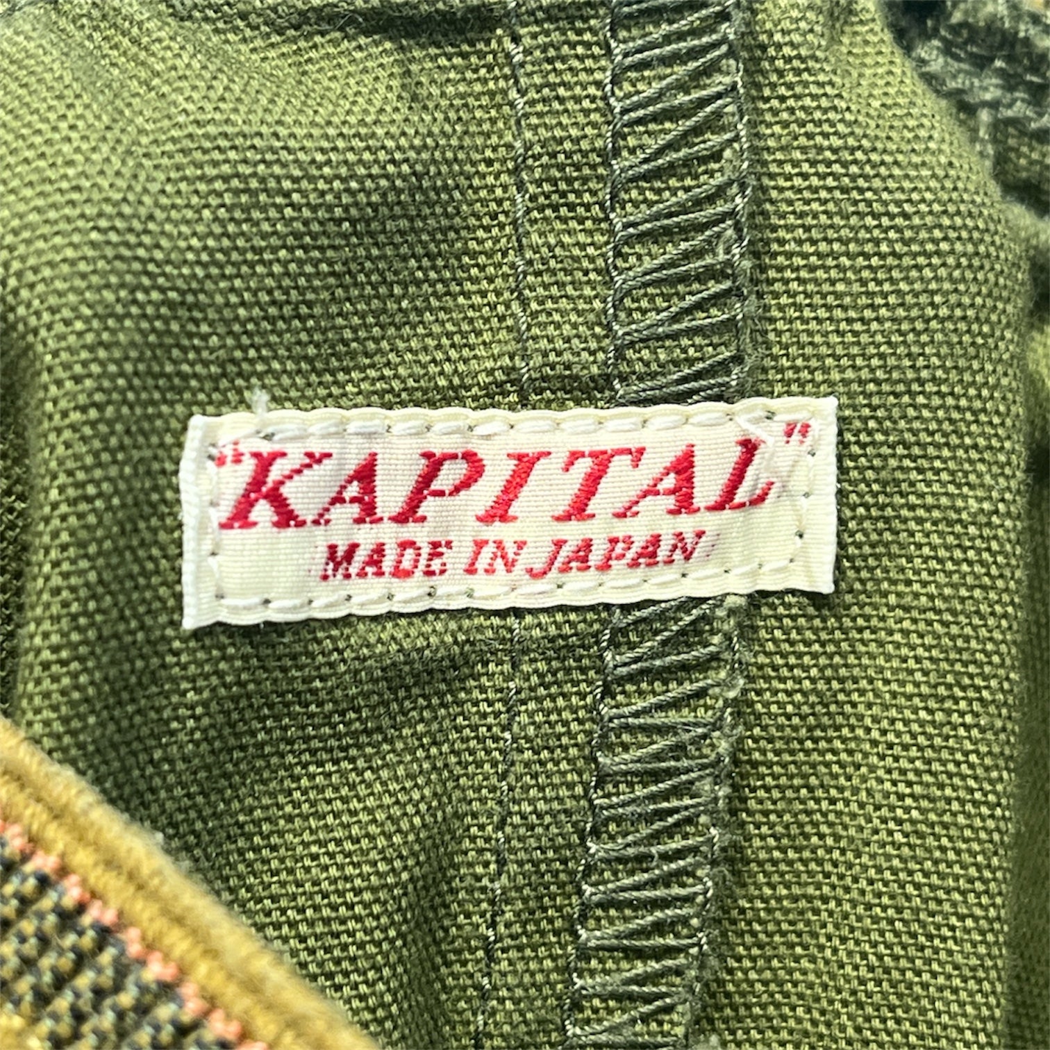 KAPITAL/Cropped Pants/2/Cotton/GRN/High-waisted/stripe waist jumbo pant view 3