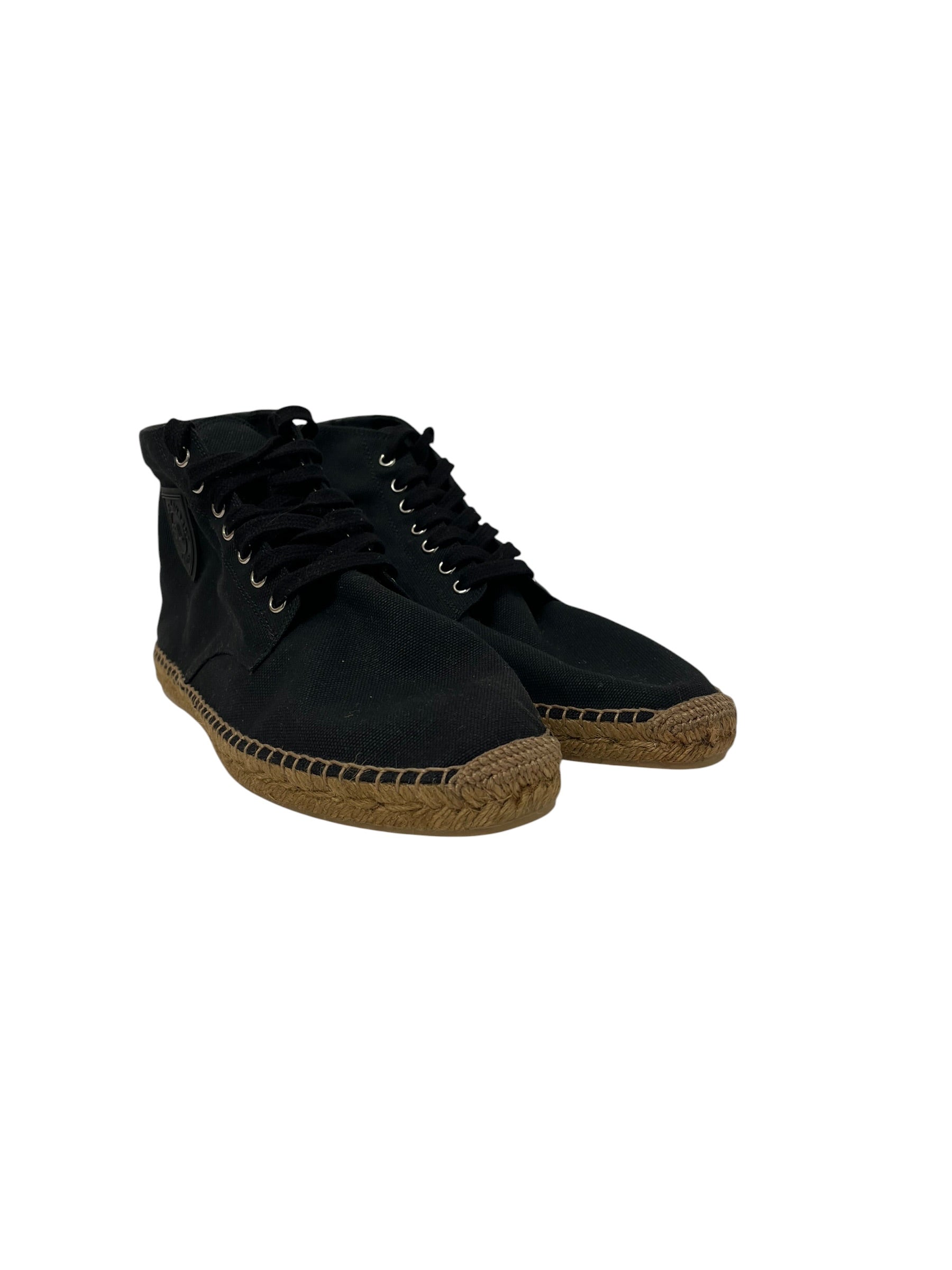 SAINT LAURENT/Hi-Sneakers/EU 44.5/Cotton/BLK/espadrill side crest logo view 1