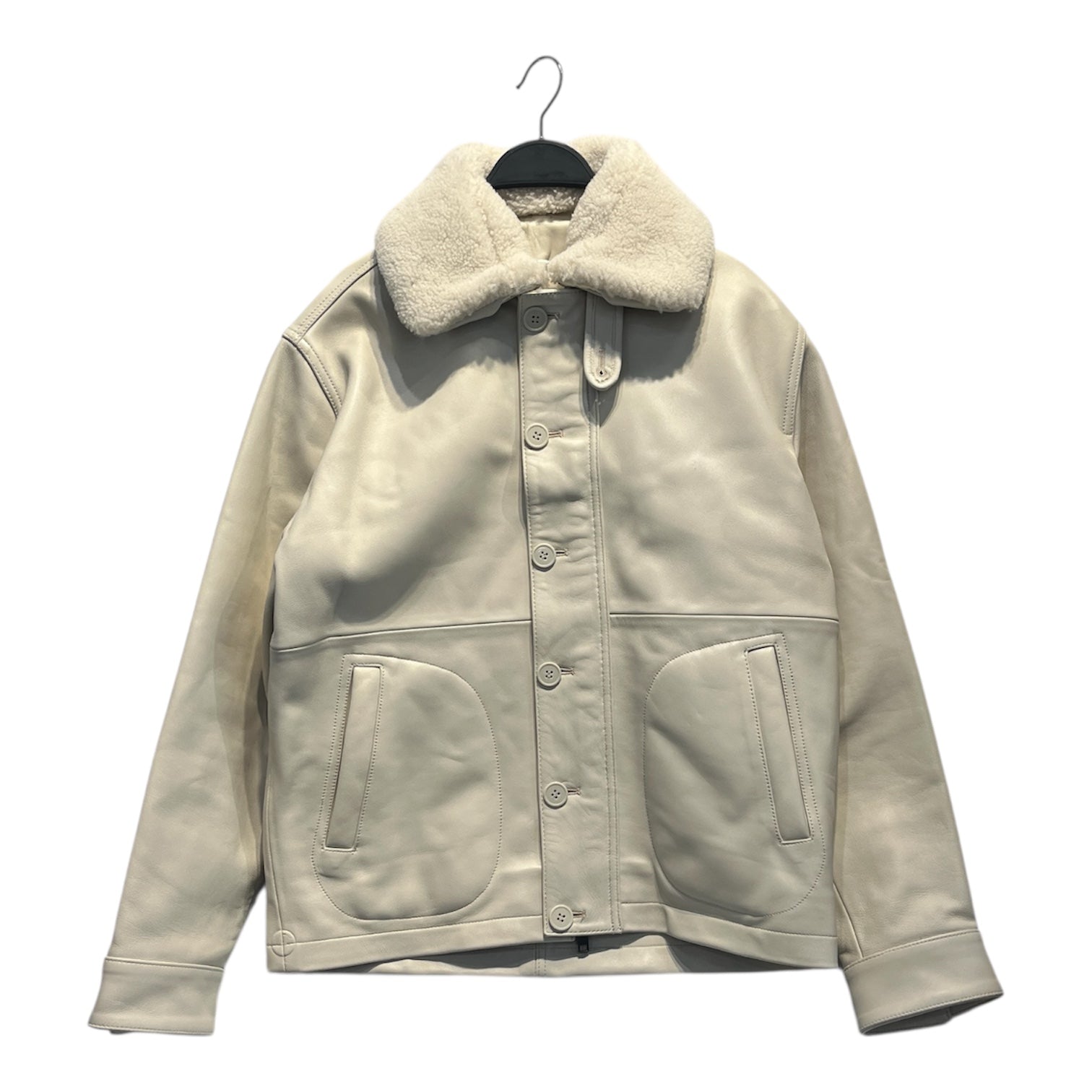 AIME LEON DORE/Leather Jkt/S/Leather/WHT/DESIGN LINING/SHERPA COLLAR view 1