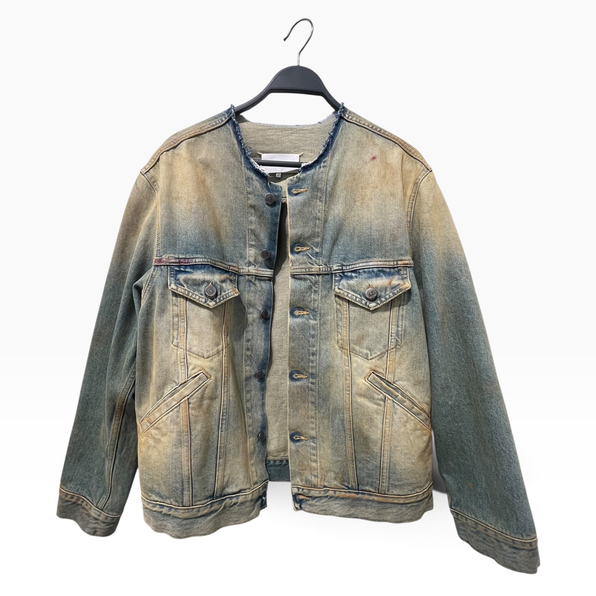 Maison Margiela/Denim Jkt/50/Cotton/IDG/Single Breasted/MUD WASH COLARLESS view 2