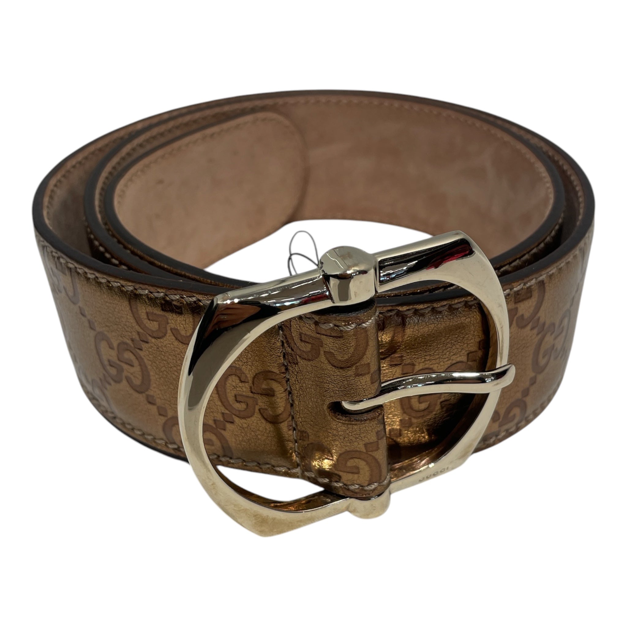 GUCCI/Belt/Monogram/Leather/GLD/Bronze Metallic Supreme Belt view 1