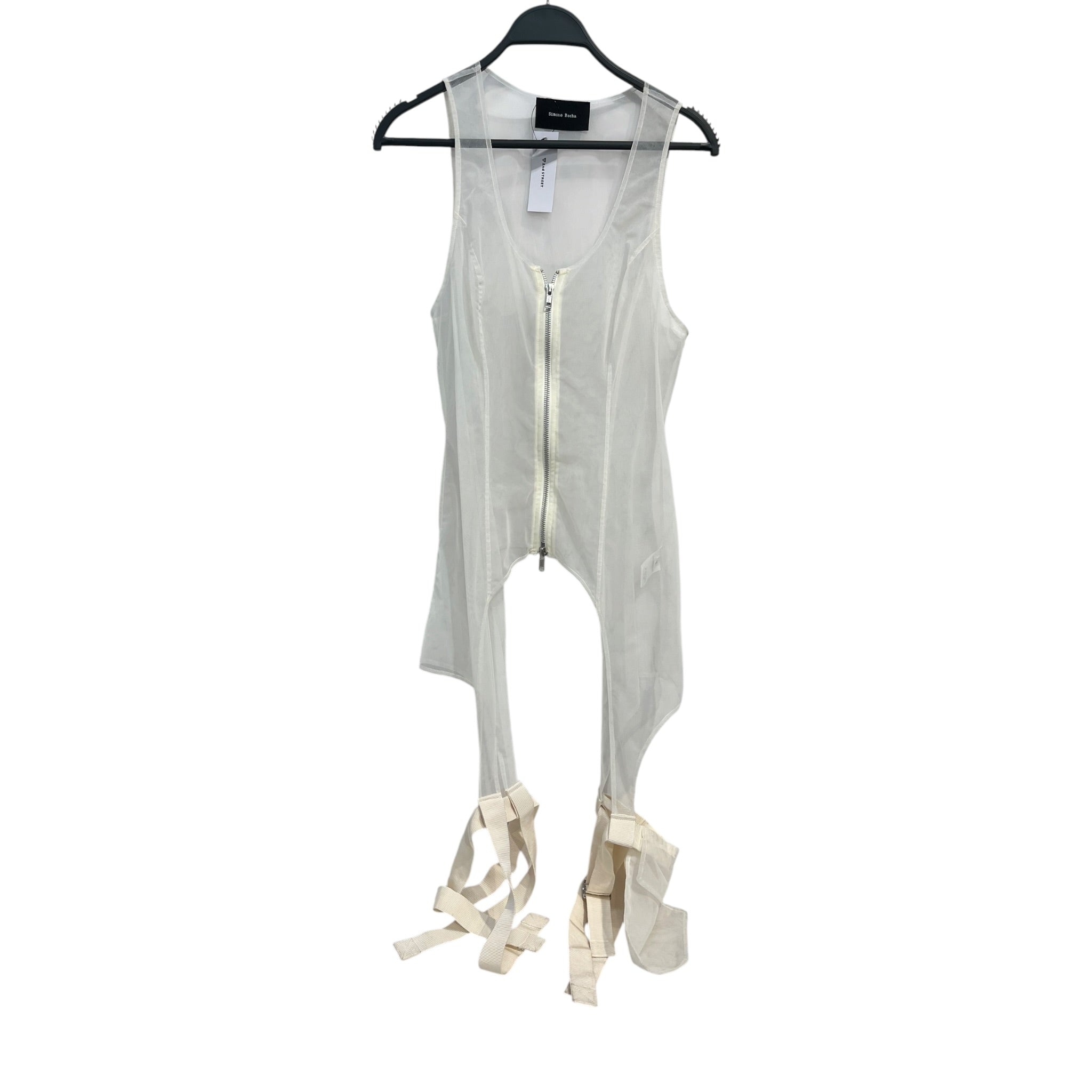 SIMONE ROCHA/Cut & Sew/8/Polyester/CRM/SHEER TANK W LEG HARNESS view 1