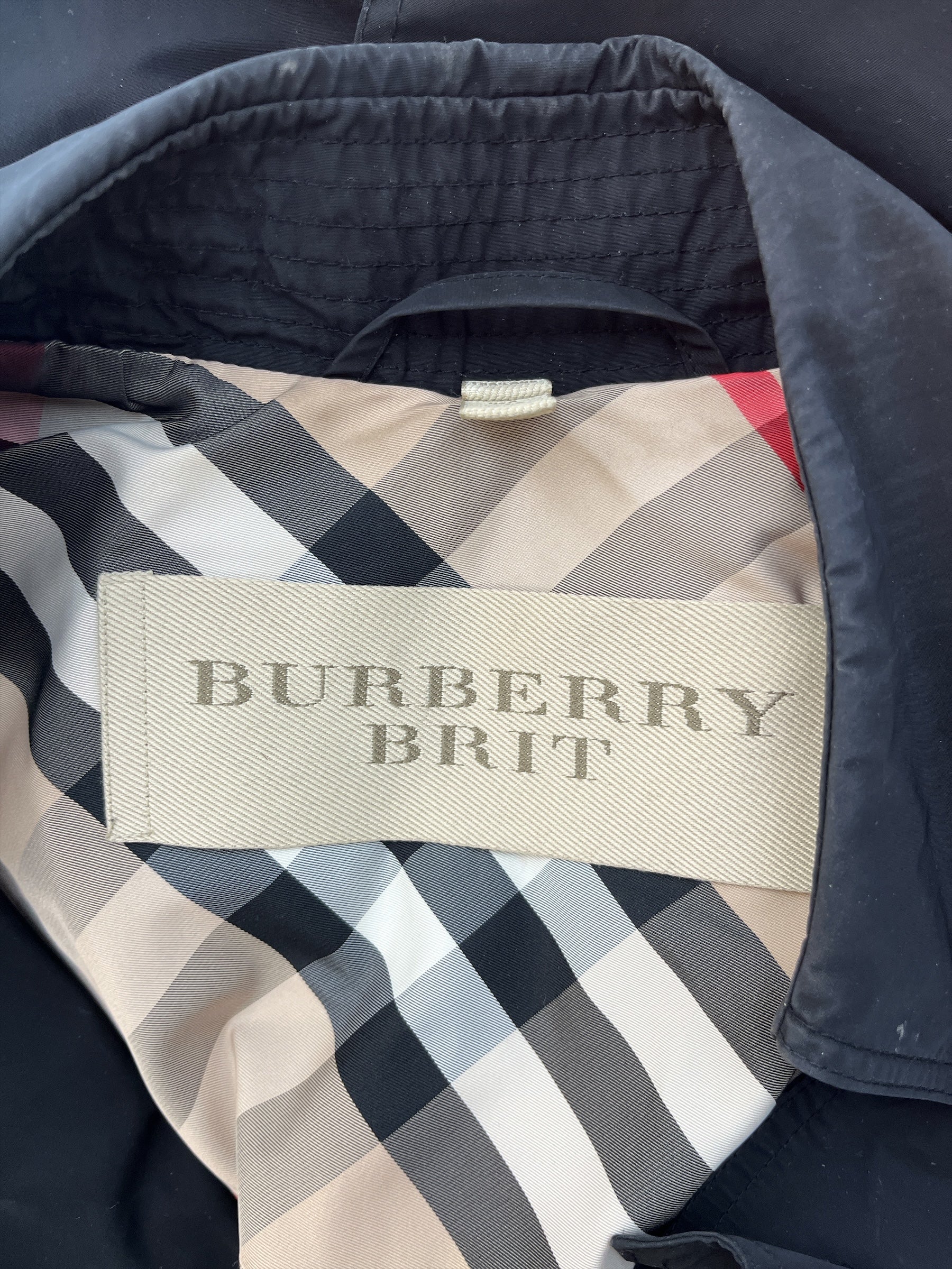 BURBERRY BRIT/Trench Coat/4/Cotton/BLK/plaid lined view 3