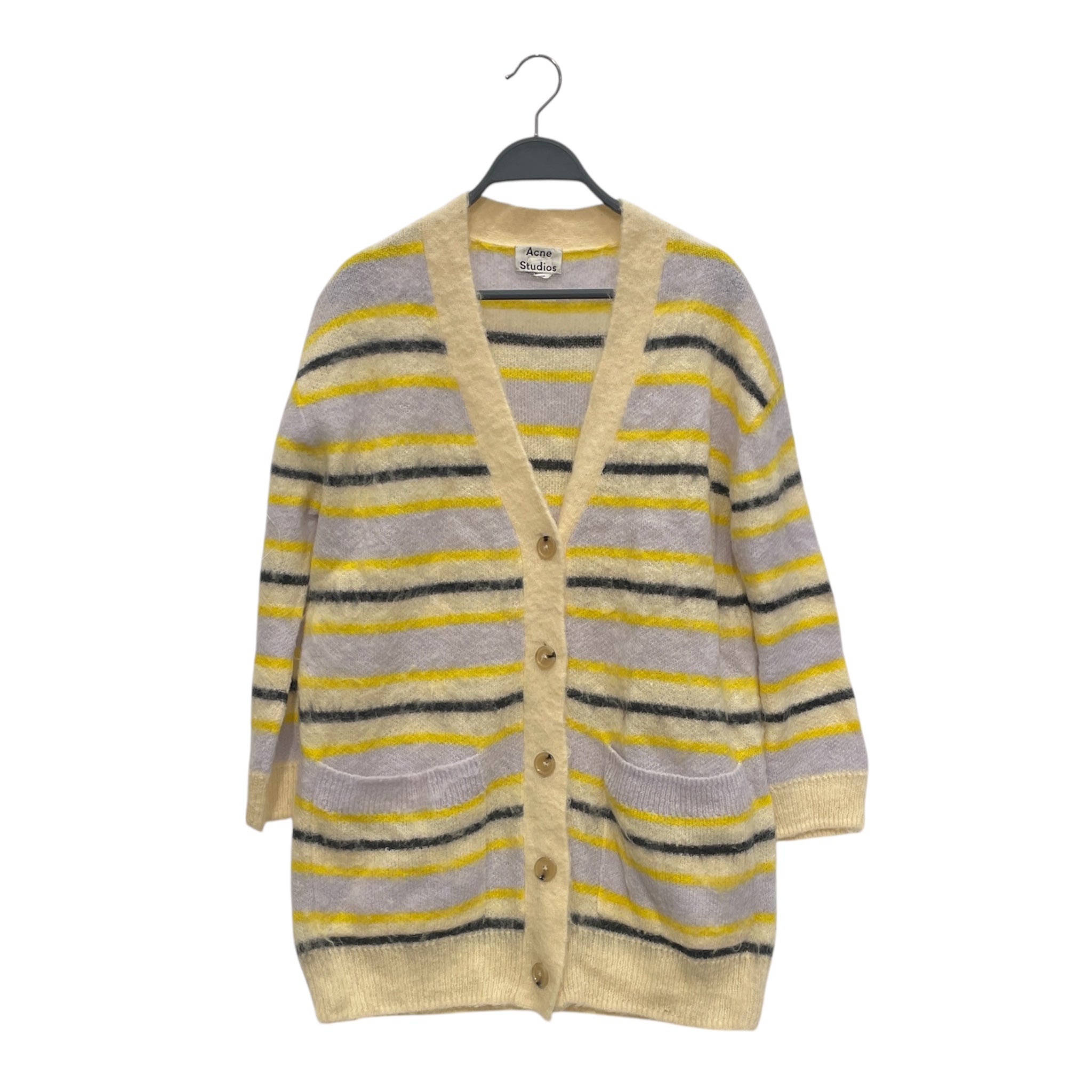 Acne Studios/Cardigan/XXS/Stripe/Wool/YEL/YEL/GRY/BLK HORIZ STRIPE CARDI view 1