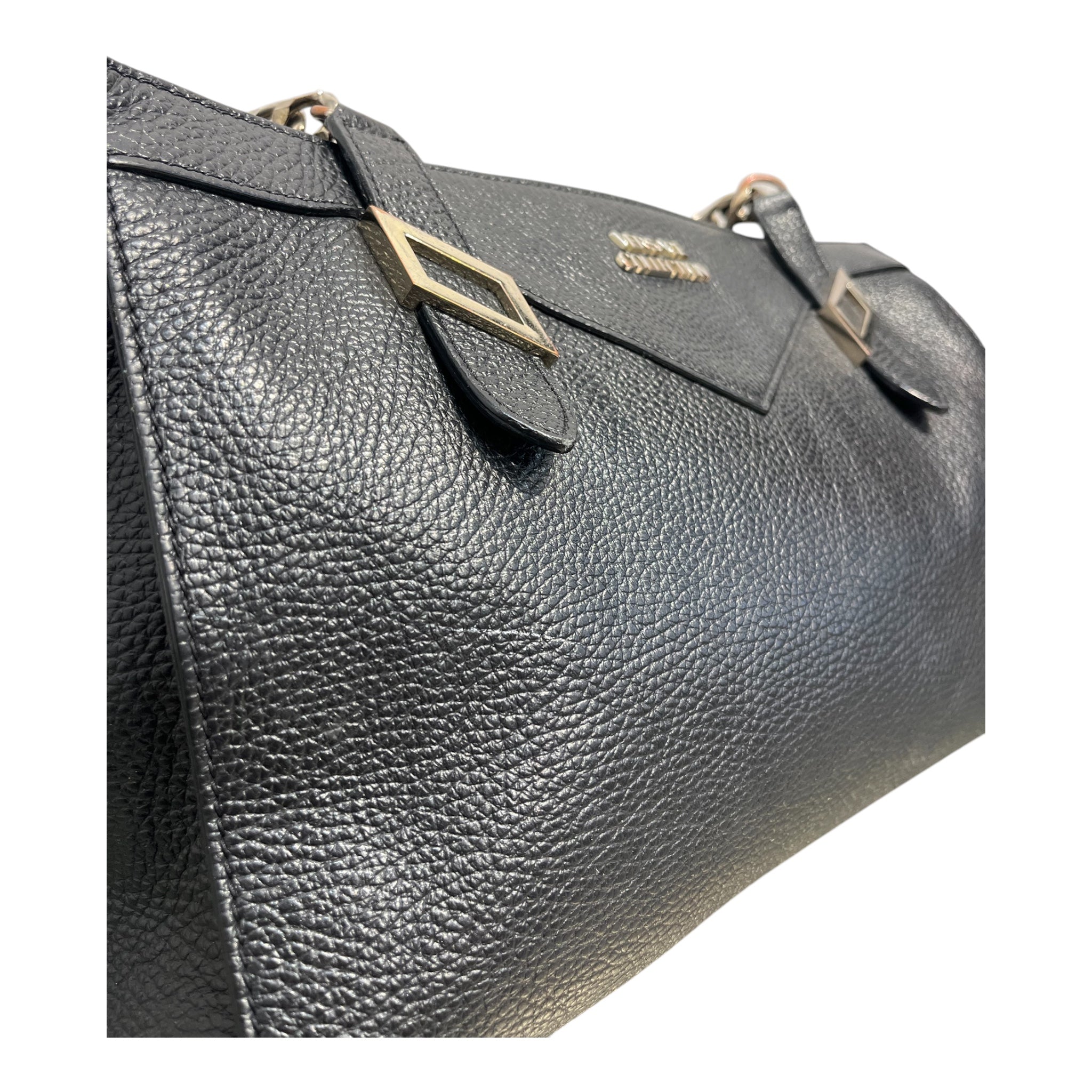 VERSACE/Hand Bag/Leather/BLK/silver hardware view 6