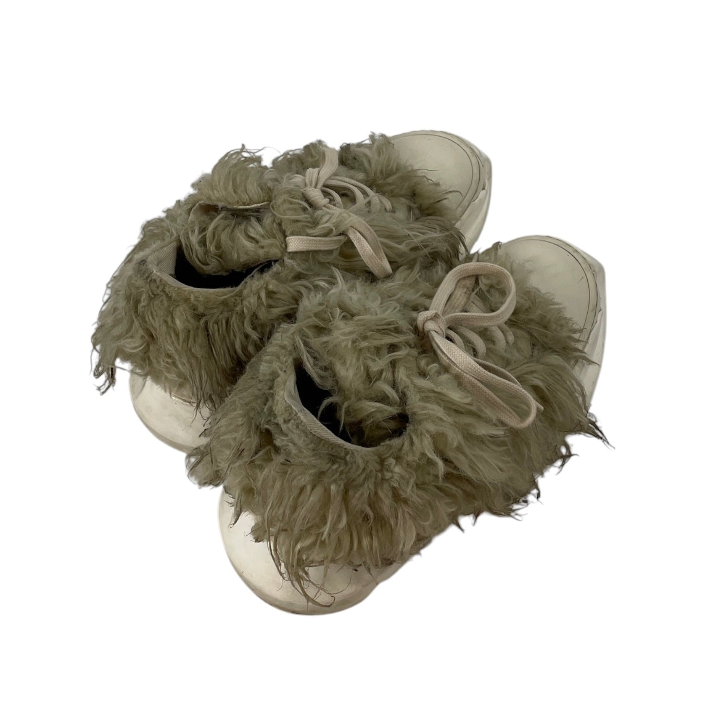 Rick Owens/Low-Sneakers/EU 41/Polyester/CRM/DUSTY CREAM FAUX FUR SNKR view 3