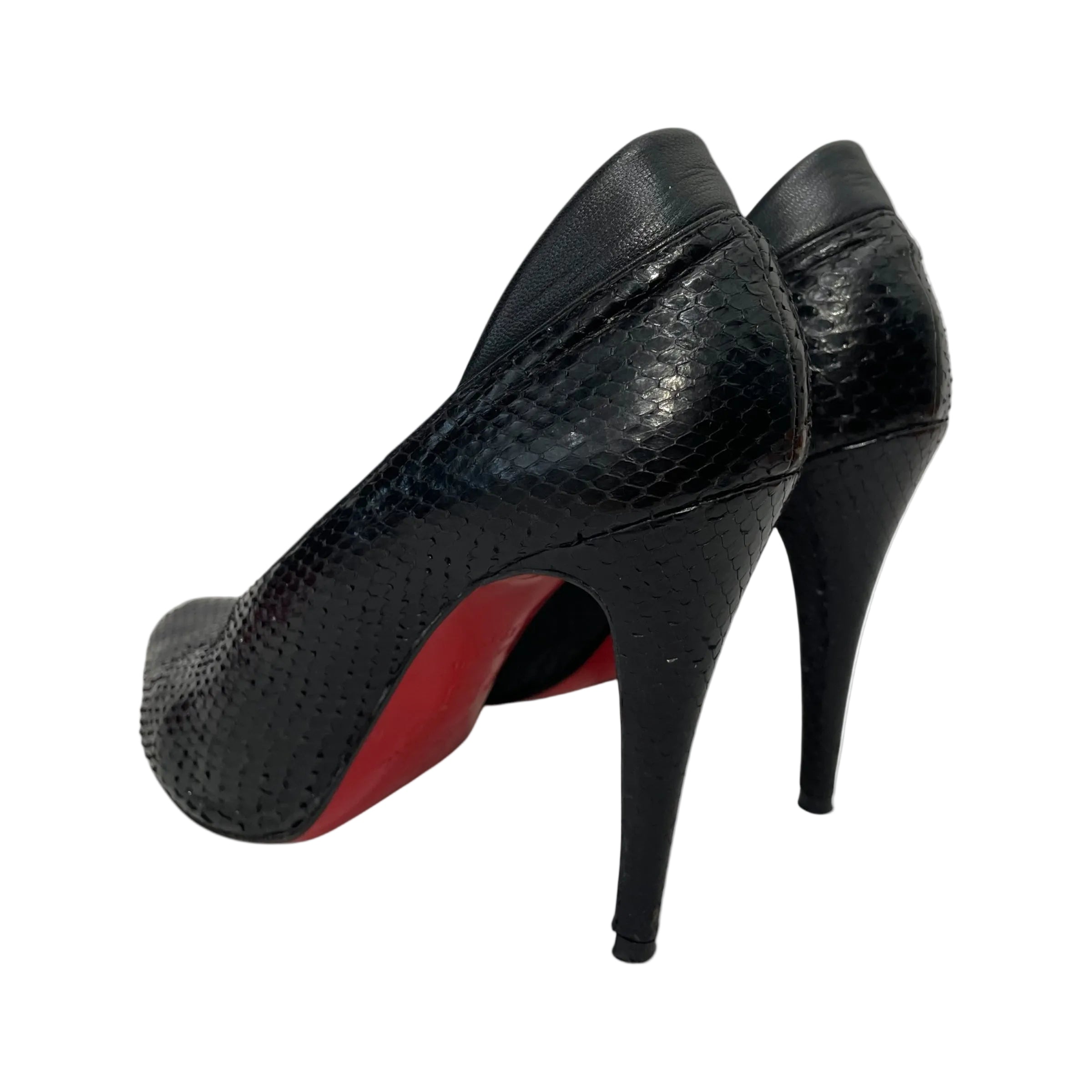 Christian Louboutin/Heels/EU 39.5/All Over Print/BLK/PYTHON V NECK view 2