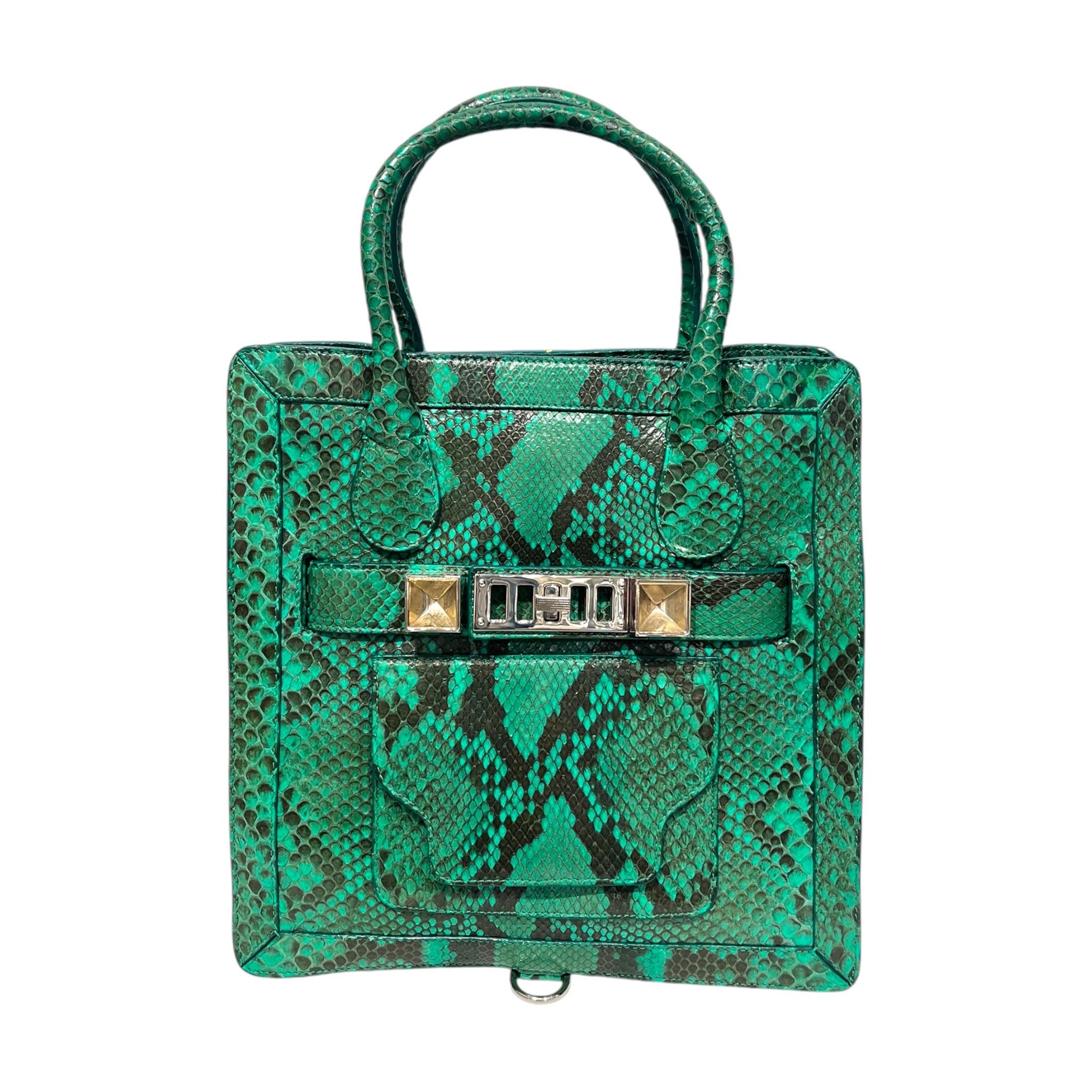 PROENZA SCHOULER/Cross Body Bag/Animal Pattern/GRN/python cross body tote view 1