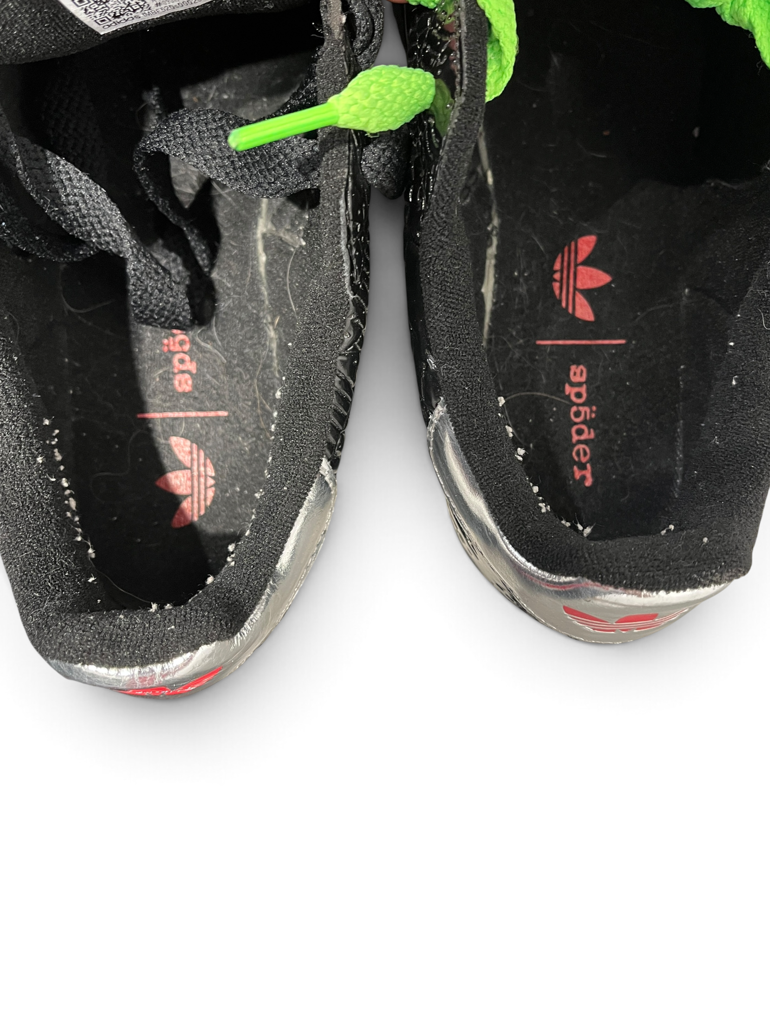 Sp5der/adidas/Low-Sneakers/US 9/Graphic/Leather/BLK/Superstar Black with Neon Lace view 4
