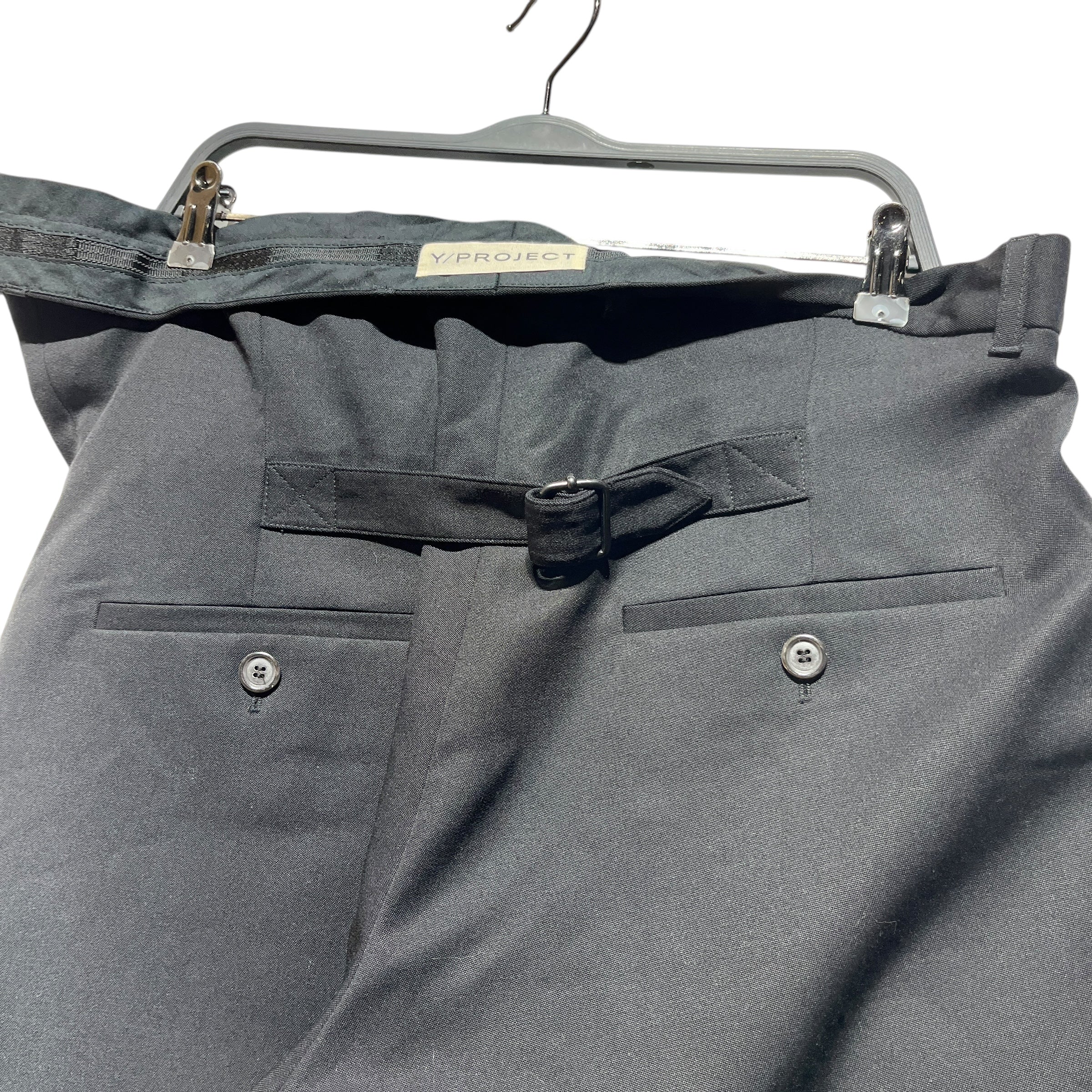 Y/PROJECT/Straight Pants/XL/Wool/BLK/asymetrical waist view 4