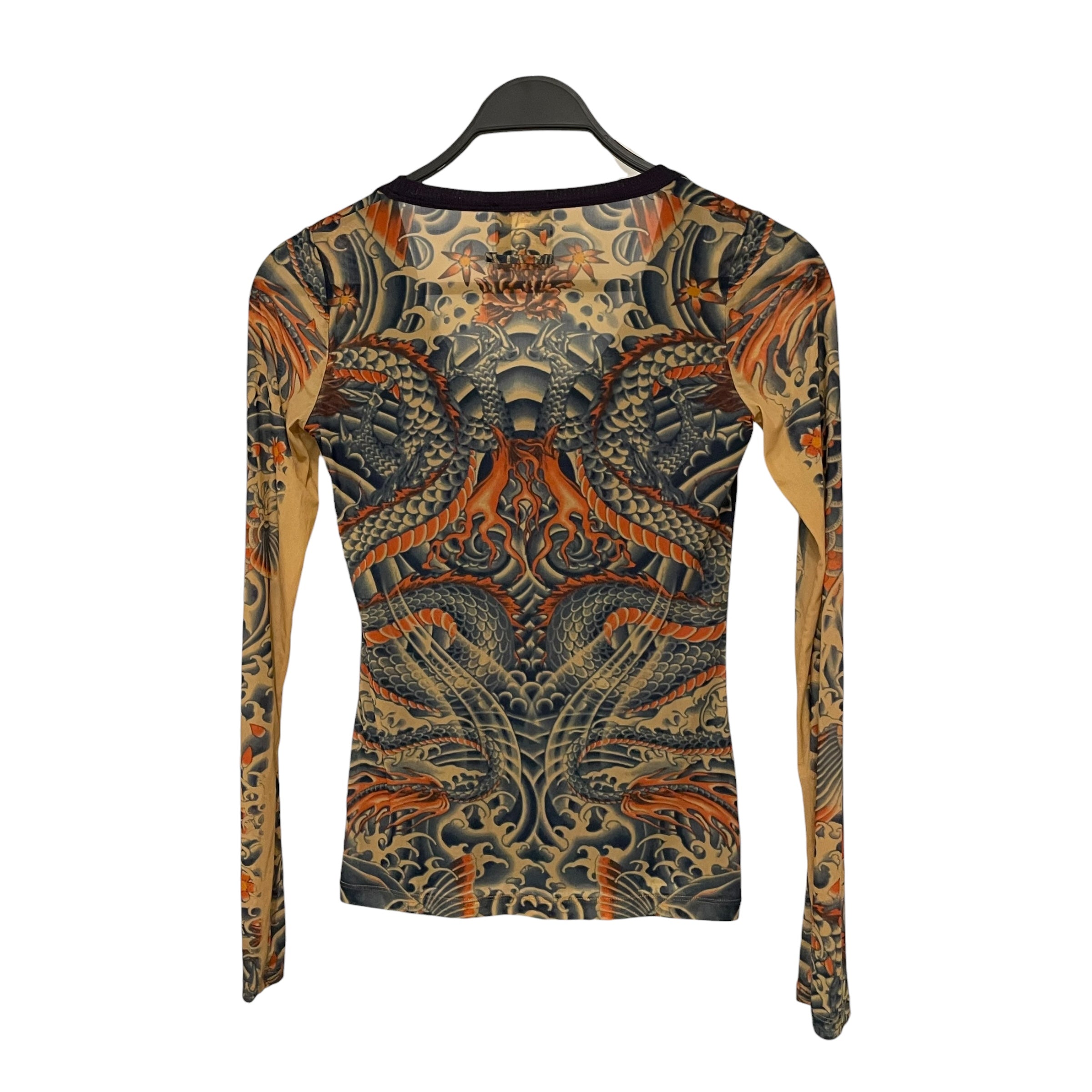 Jean Paul Gaultier/LS Blouse/M/Graphic/Nylon/MLT/TATTOO SLEEVES/SAFE SEX FOR EV view 2