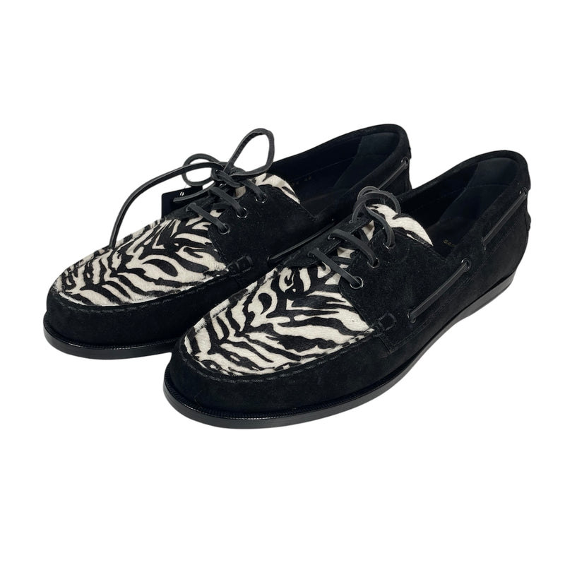 SAINT LAURENT/Loafers/EU 46/Animal Pattern/Leather/BLK/ZEBRA PATTERN