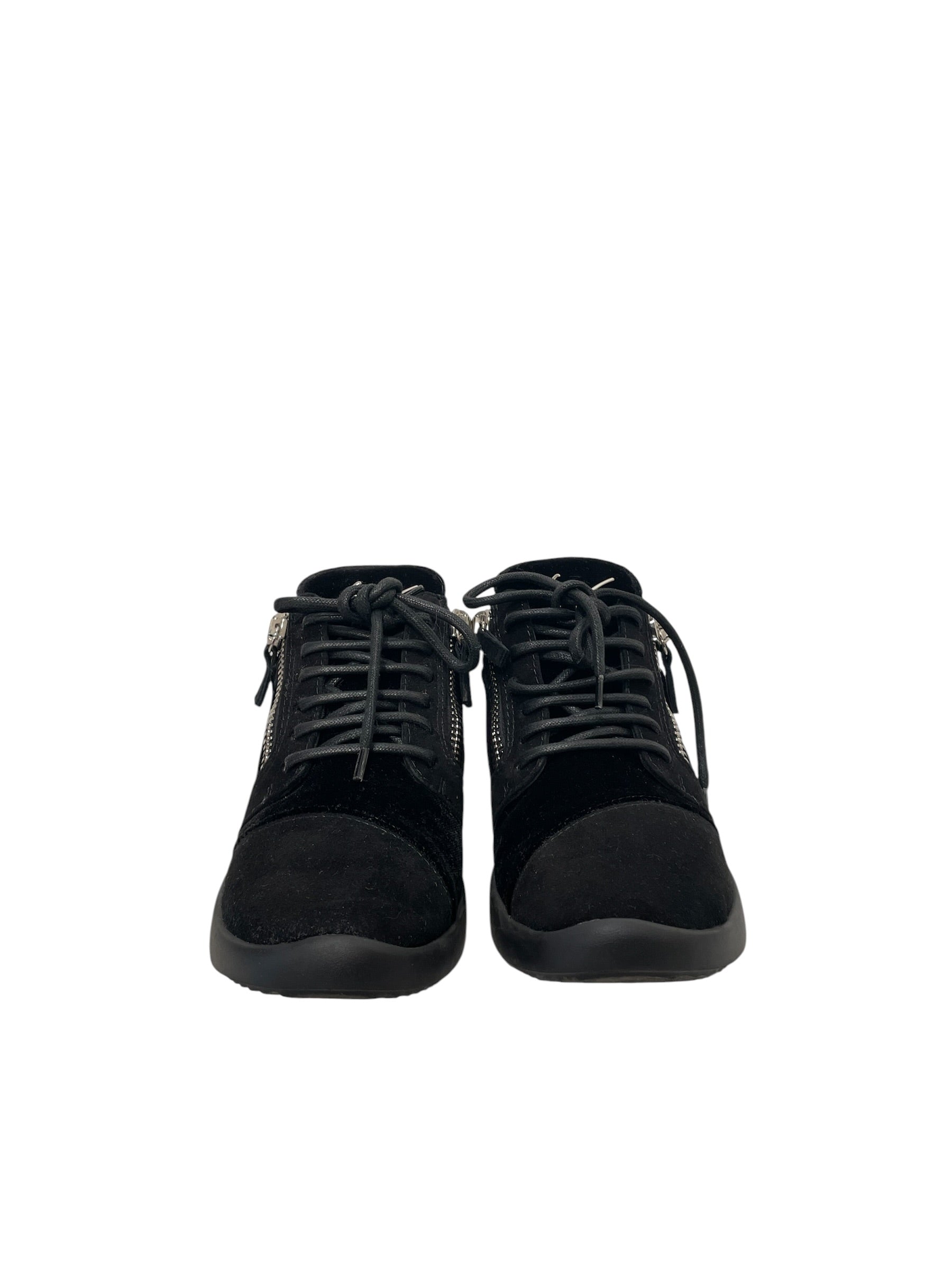 Giuseppe Zanotti/Low-Sneakers/US 6/Suede/BLK/Crystal Embellished Double Zip view 2