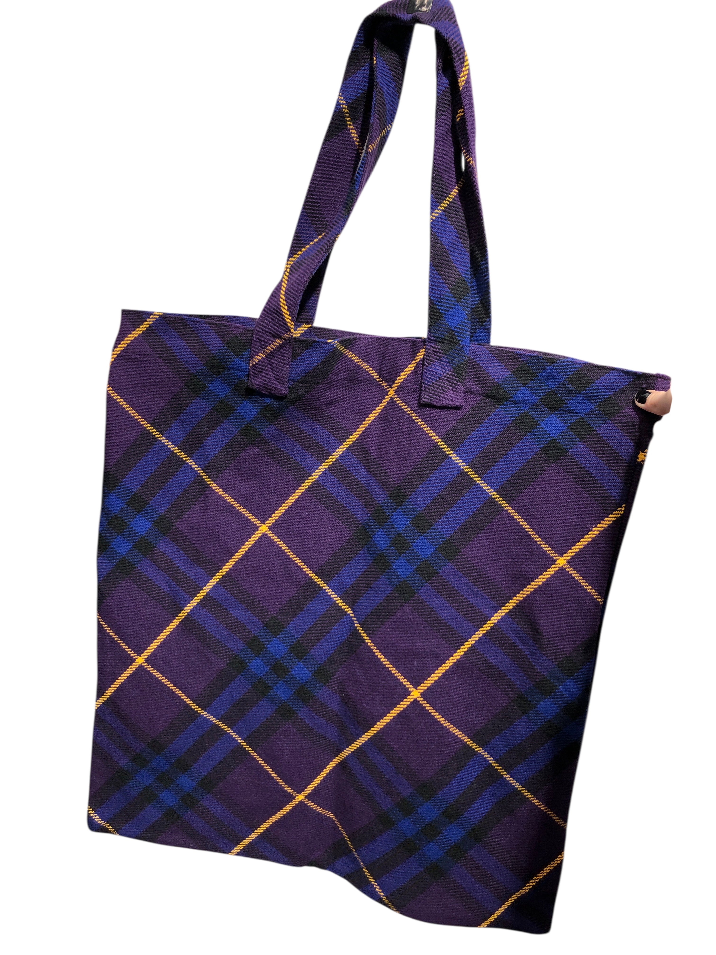 BURBERRY/Tote Bag/Plaid/Cotton/PPL/PURPLE YELLOW BLUE BIG TOTE view 1