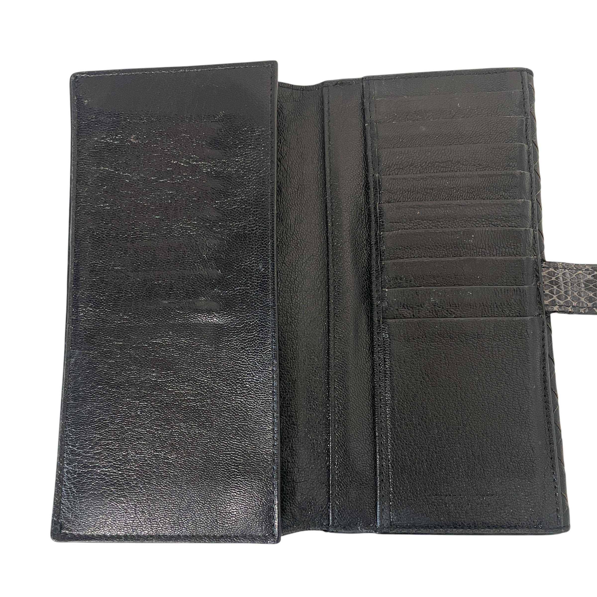 BOTTEGA VENETA/Long Wallet/Leather/BLK/L's/SNAKESKIN CLOSURE, HRY7394 view 3