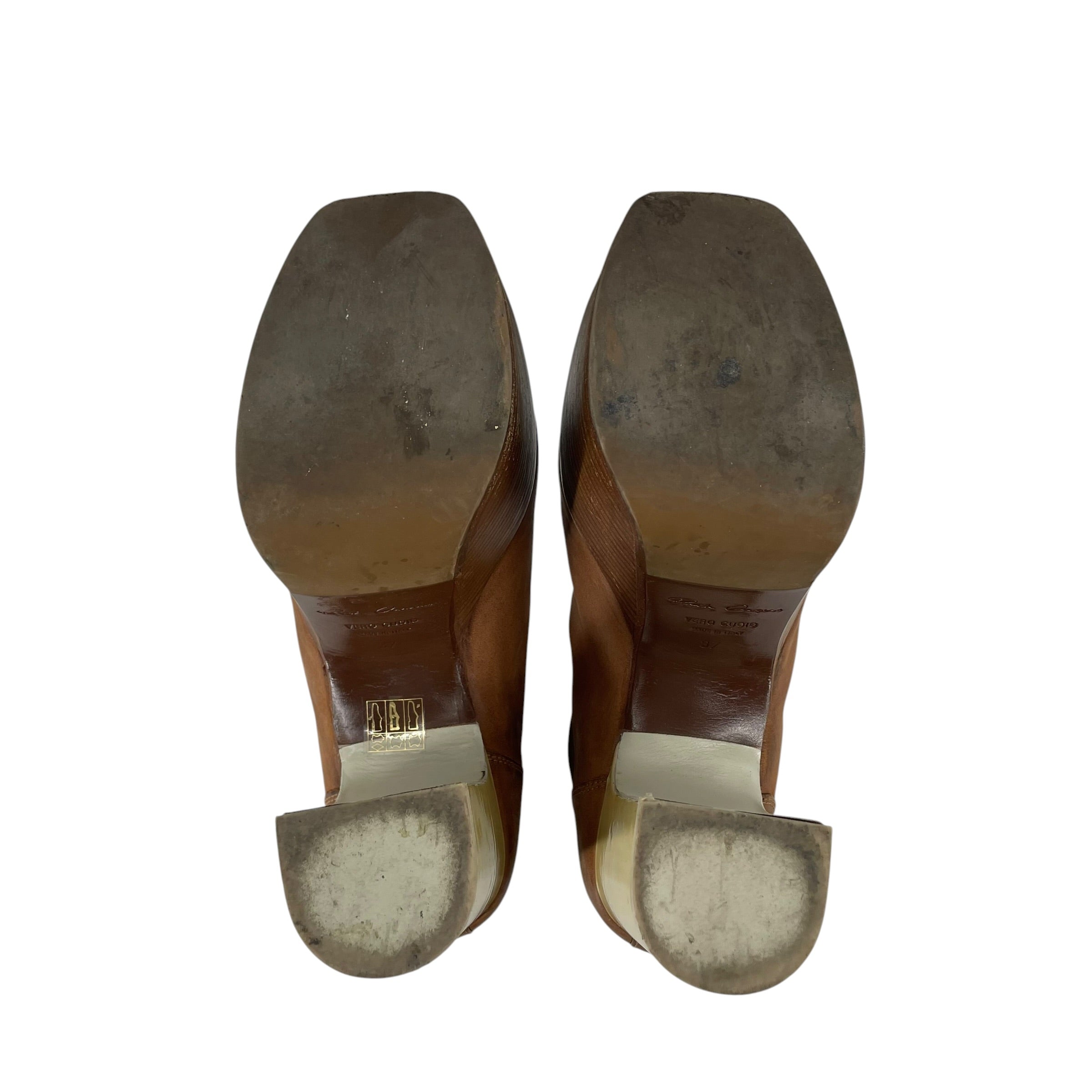Rick Owens/Booties/EU 37/Leather/BRW/PLATFORM HEELS ELASTIC KISS view 4