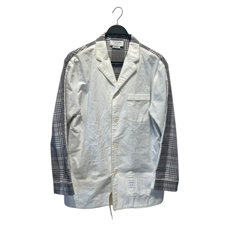 THOM BROWNE. NEW YORK/LS Shirt/2/Cotton/WHT/PLAID ON BLACK