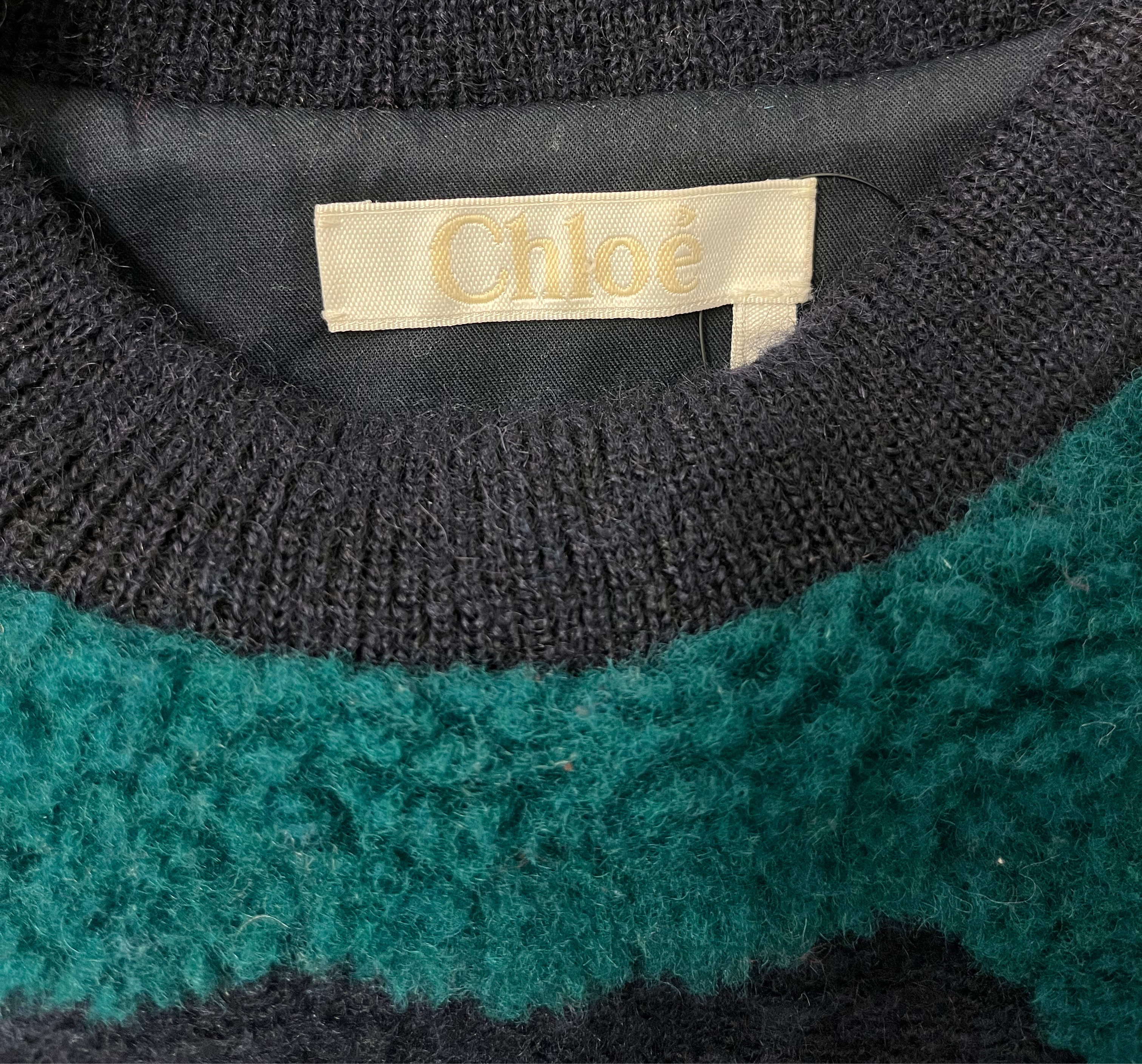 Chloe/Sweater/S/All Over Print/Wool/MLT/OVRSZD ABSTRACT FACES BLU/GRN view 3