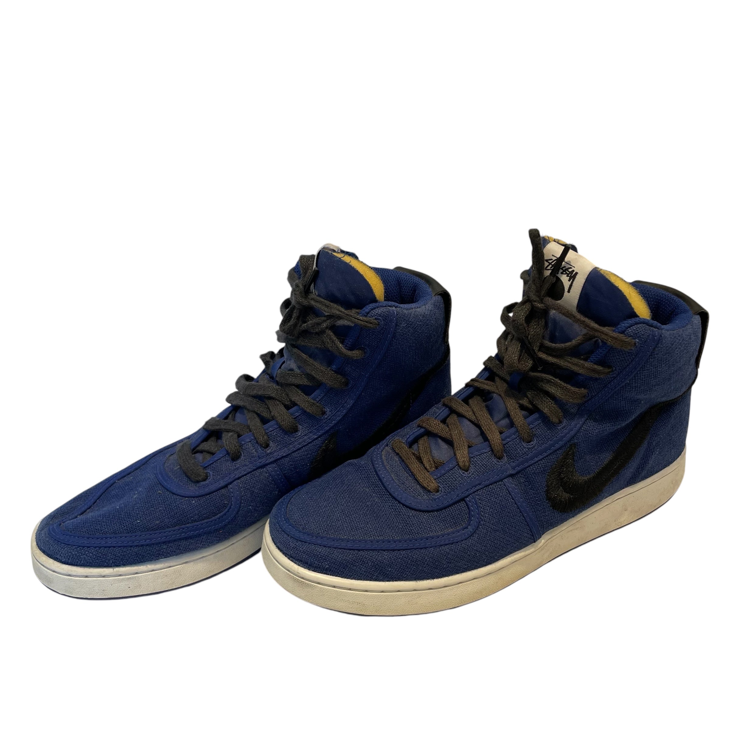 STUSSY/Hi-Sneakers/US 10/NVY/CANVAZ/CHECK EMBRD/WHT SOLE view 2