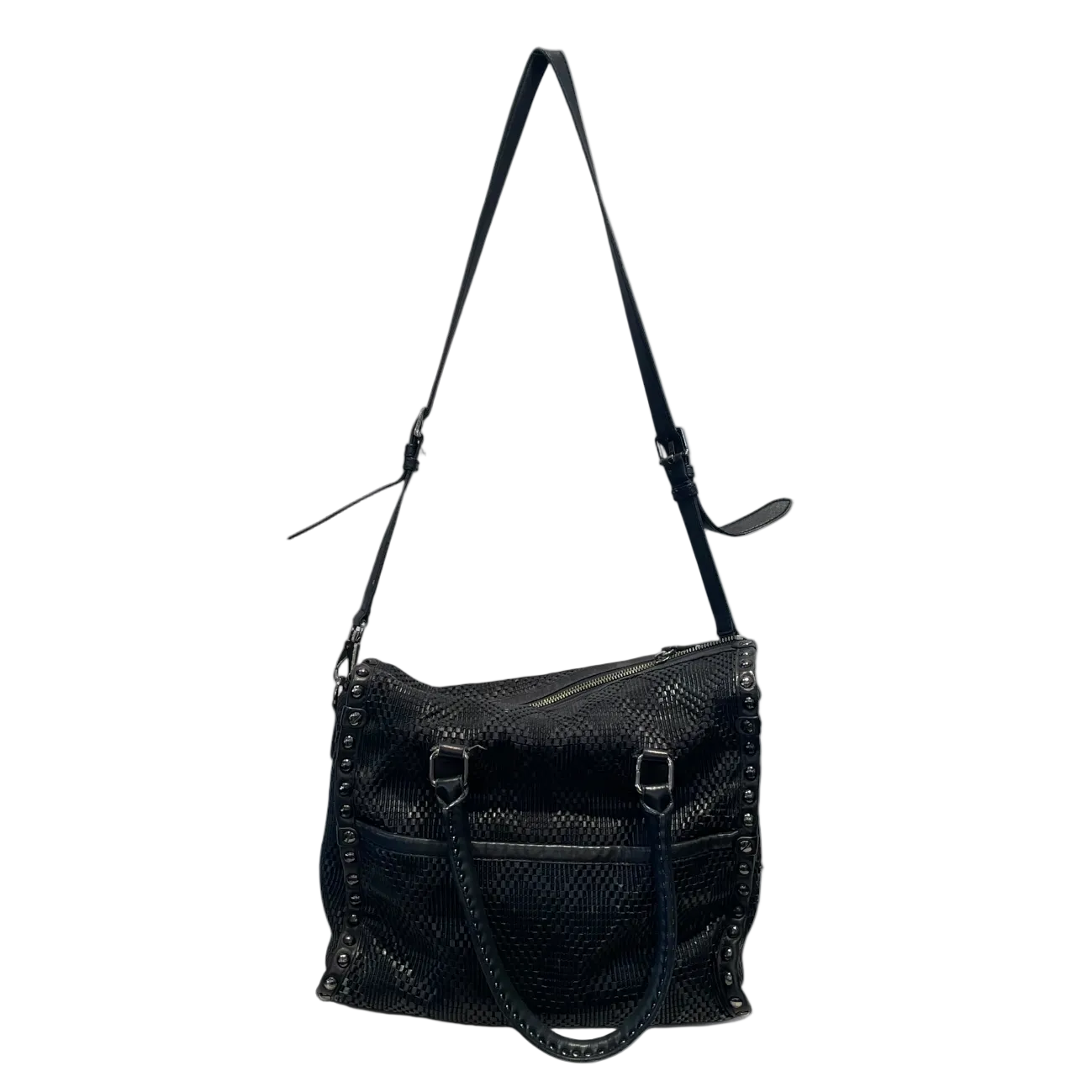 DIANE von FURSTENBERG/Cross Body Bag/Leather/BLK/wooven studded view 1