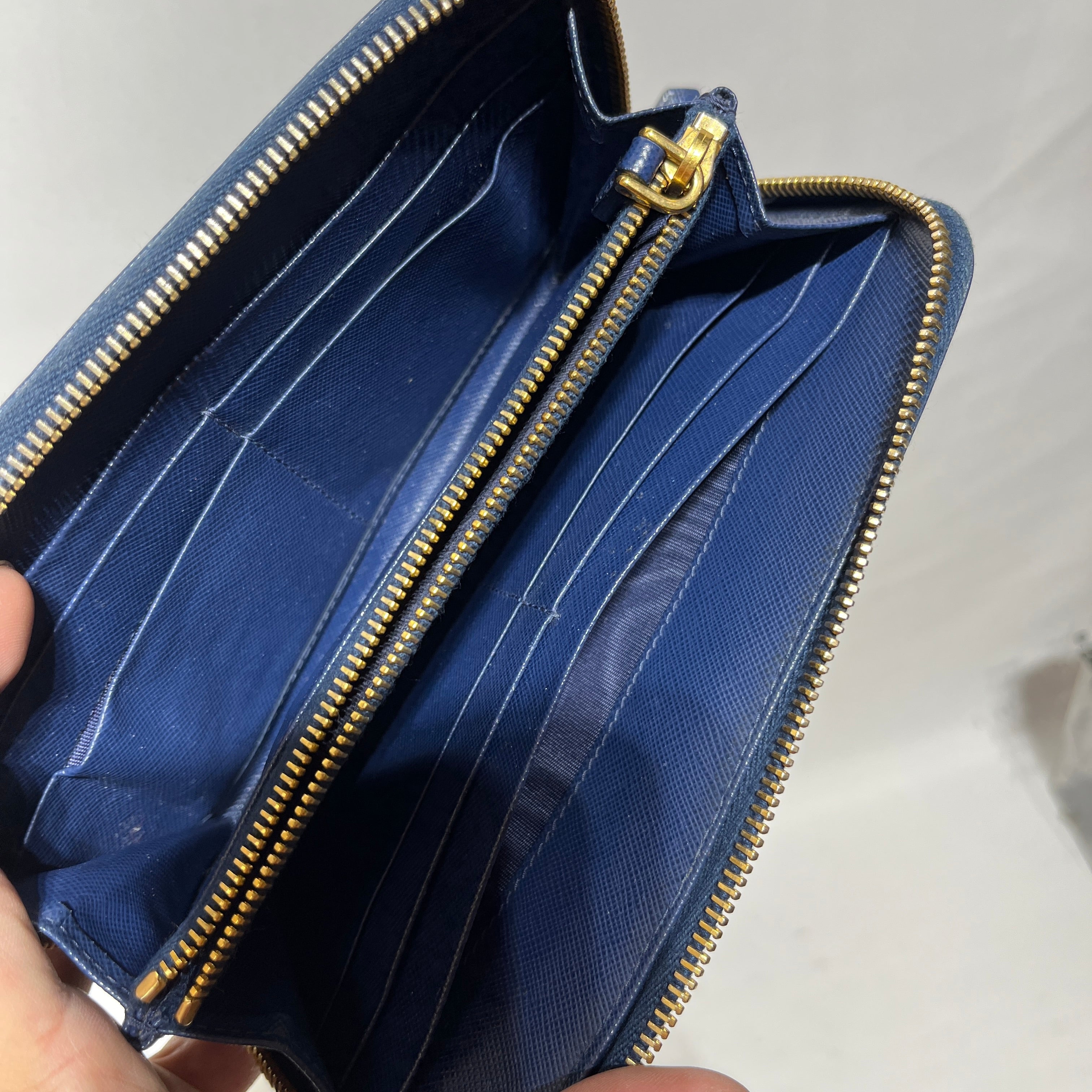 PRADA/Long Wallet/Leather/BLU/ view 4