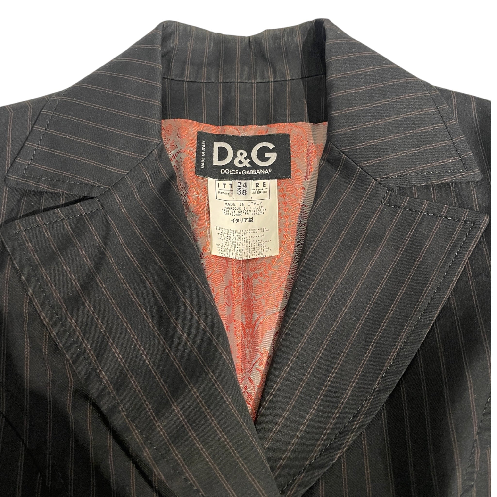 D&G/Suits/36/Stripe/Cotton/BLK/STRIPE BLK FLORAL BUTTONS view 2