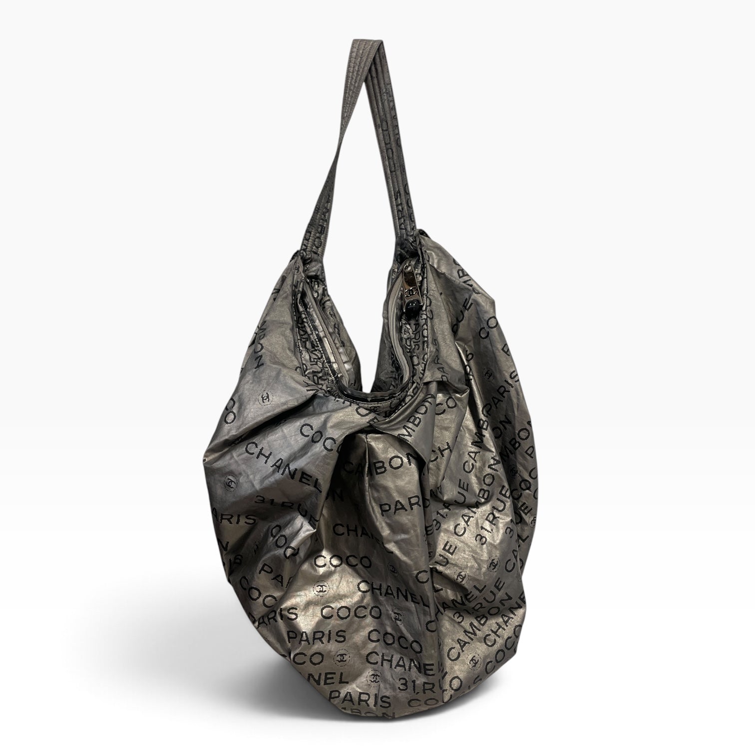 CHANEL/Tote Bag/Hombre Check/Nylon/SLV/CHANEL PARIS COCO PRINT view 1