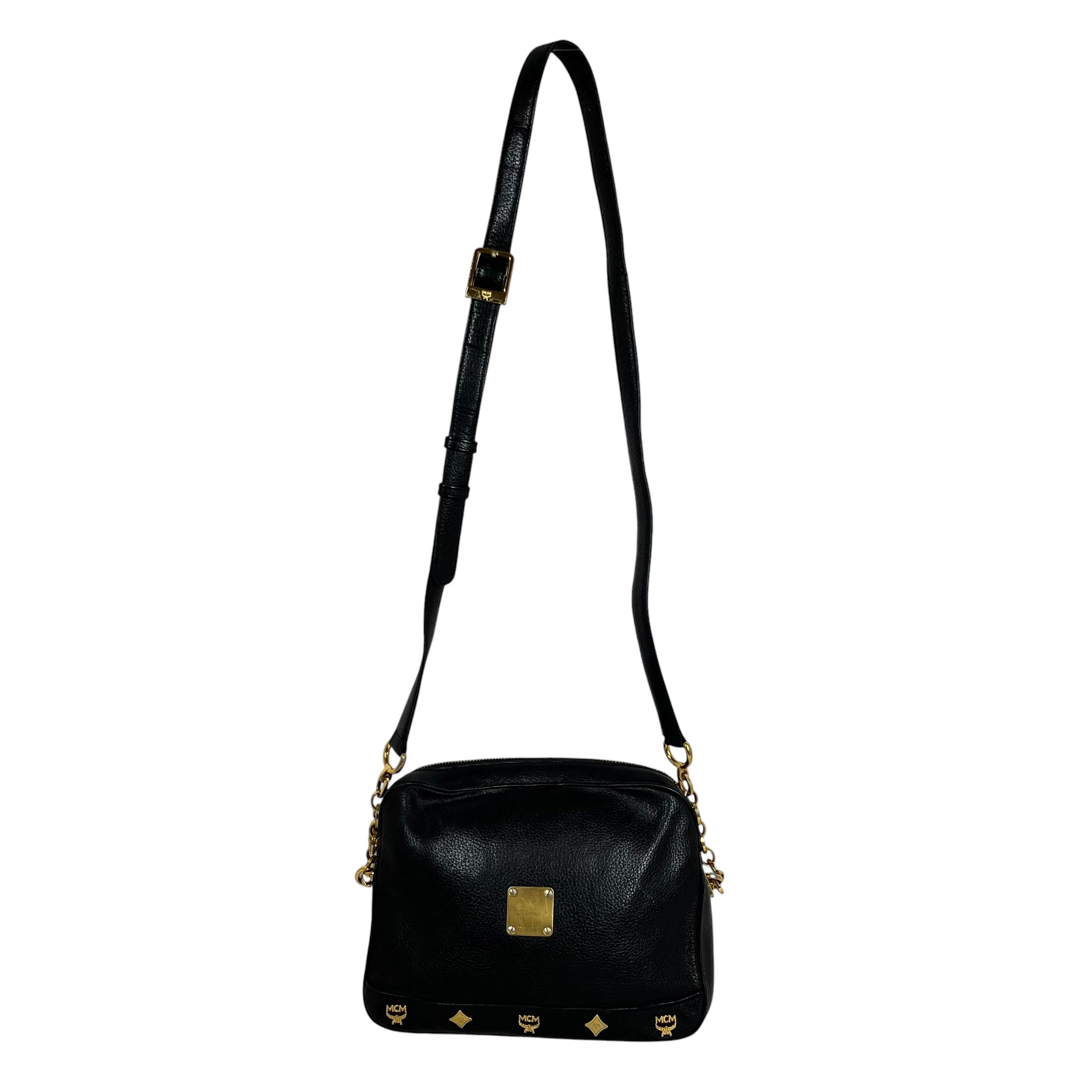 MCM/Cross Body Bag/Leather/BLK/mcm studded logo view 1