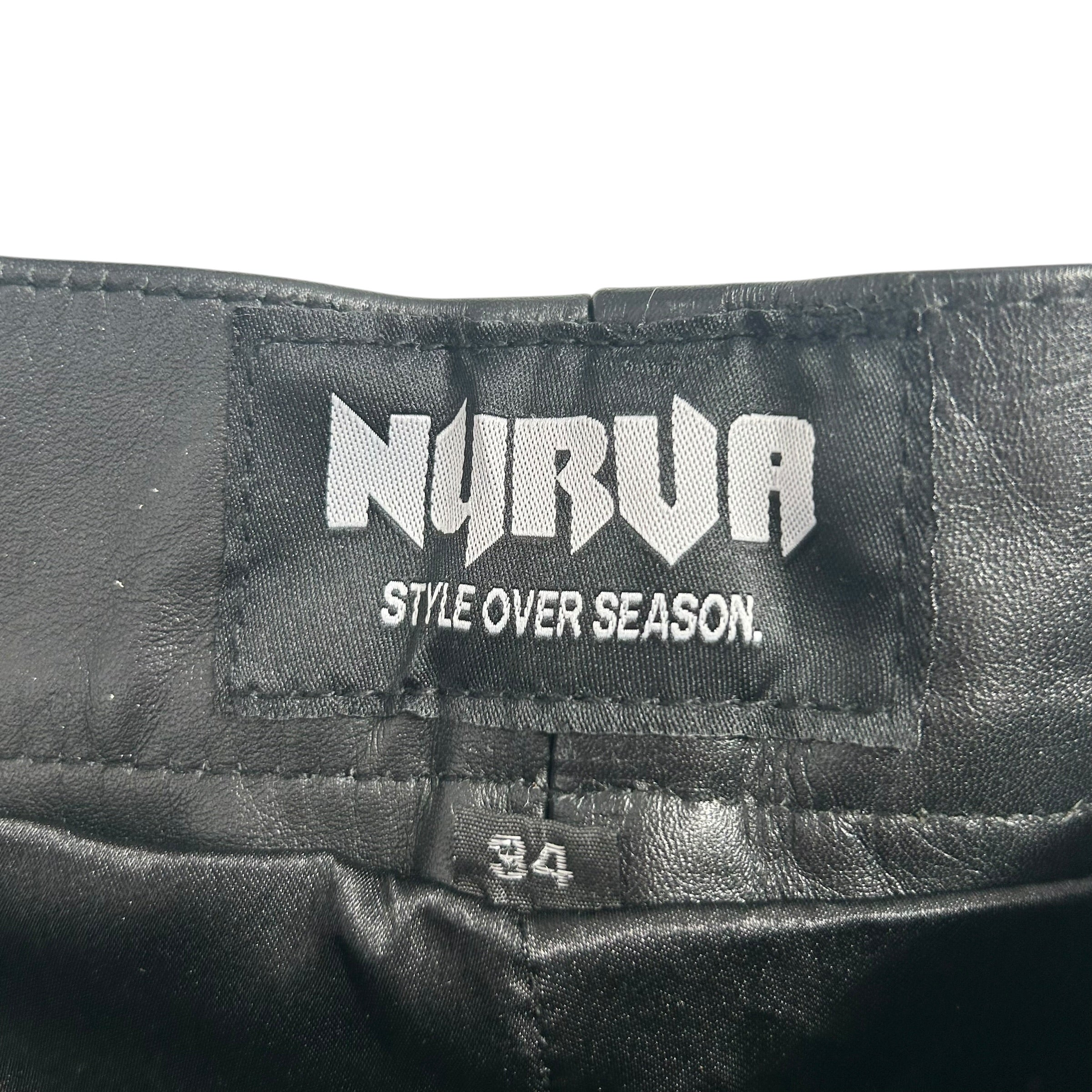 NYRVA/Straight Pants/34/Leather/BLK/ANIMAL PATTERN ON KNEE view 3